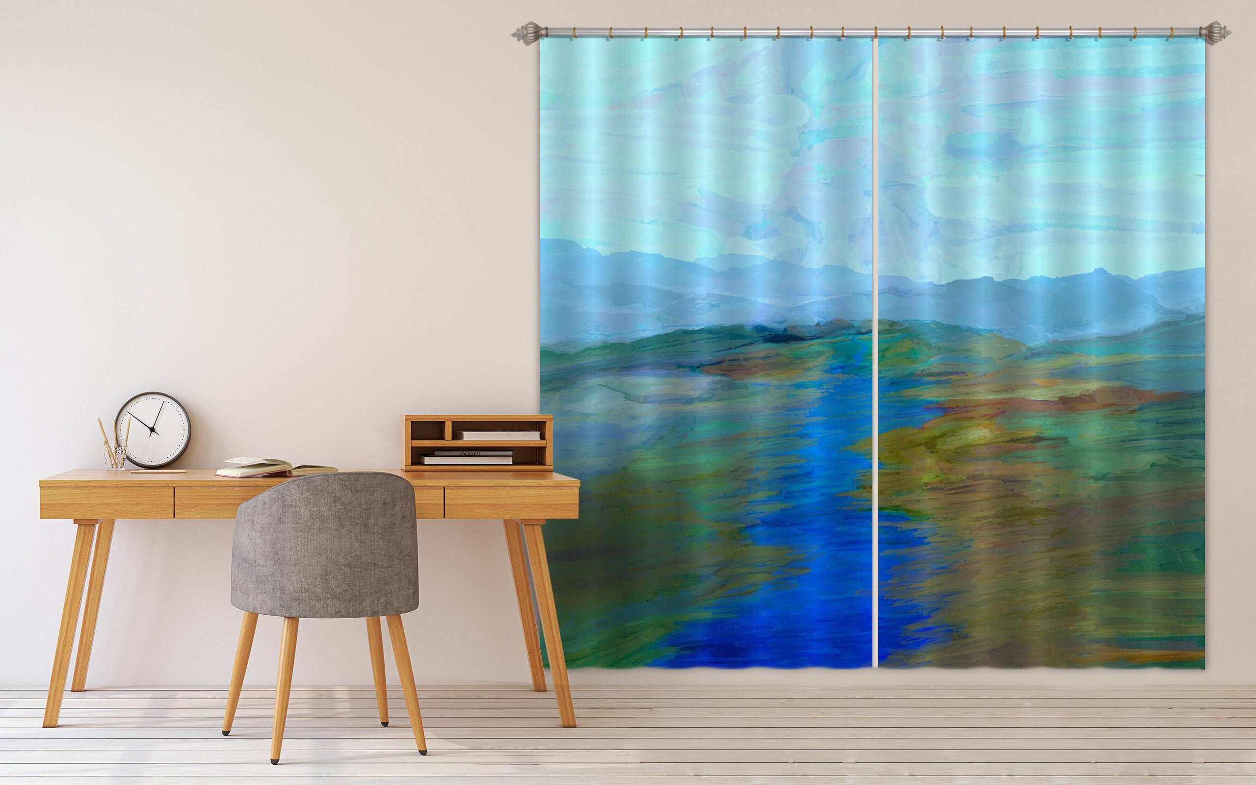 3D Blue Channel 053 Michael Tienhaara Curtain Curtains Drapes Wallpaper AJ Wallpaper 
