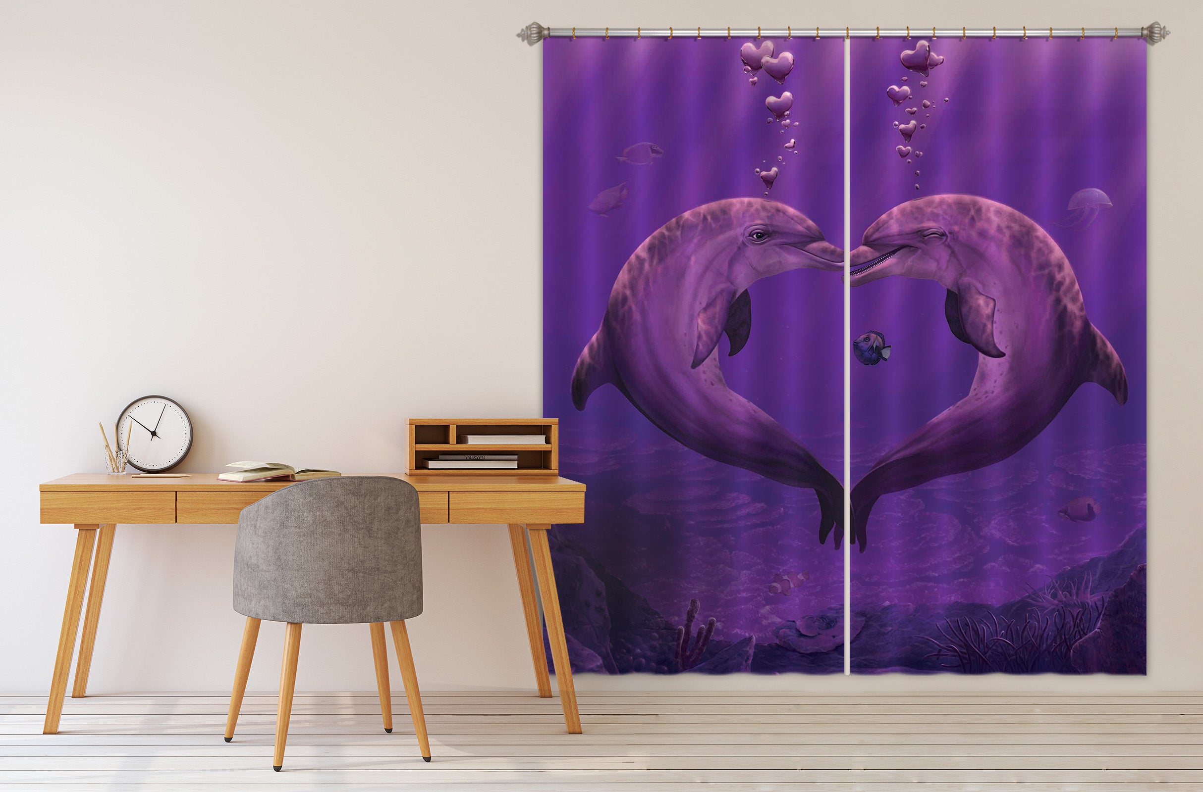 3D Sea Of Hearts Def 067 Vincent Hie Curtain Curtains Drapes