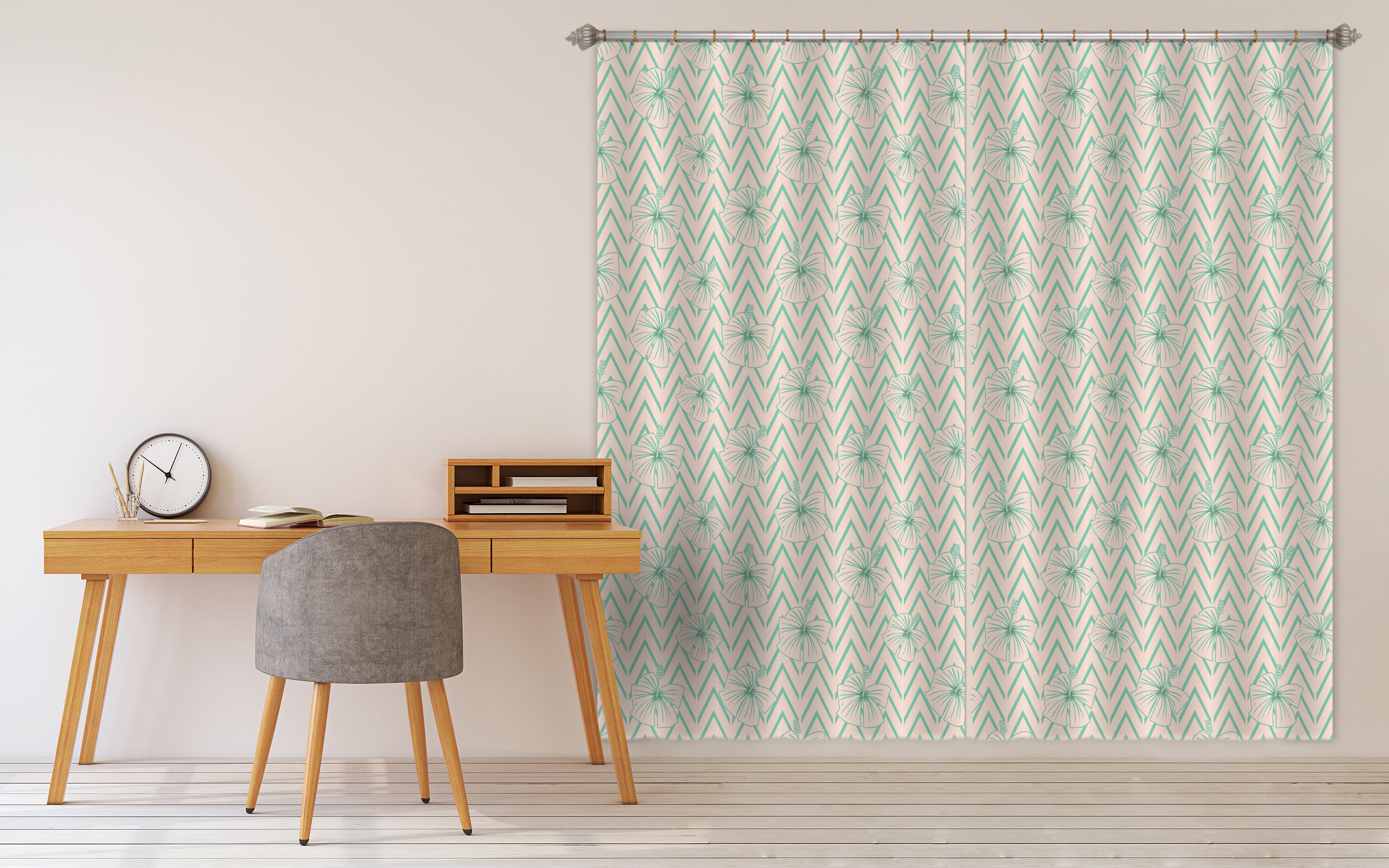 3D Green Line Flower Pattern 98110 Kasumi Loffler Curtain Curtains Drapes