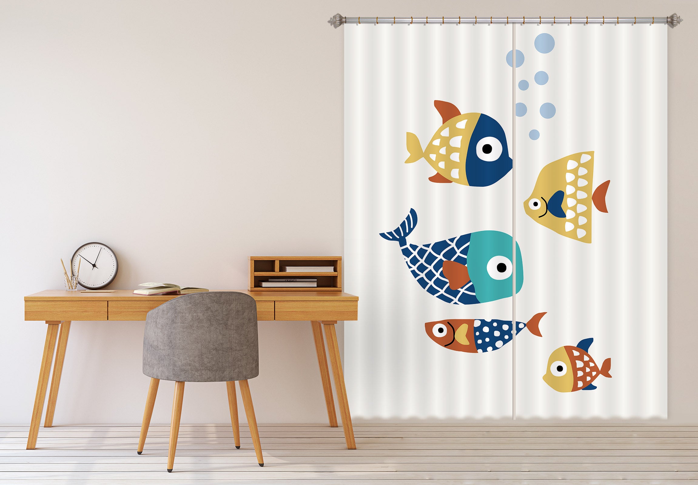3D Color Fish 1077 Boris Draschoff Curtain Curtains Drapes