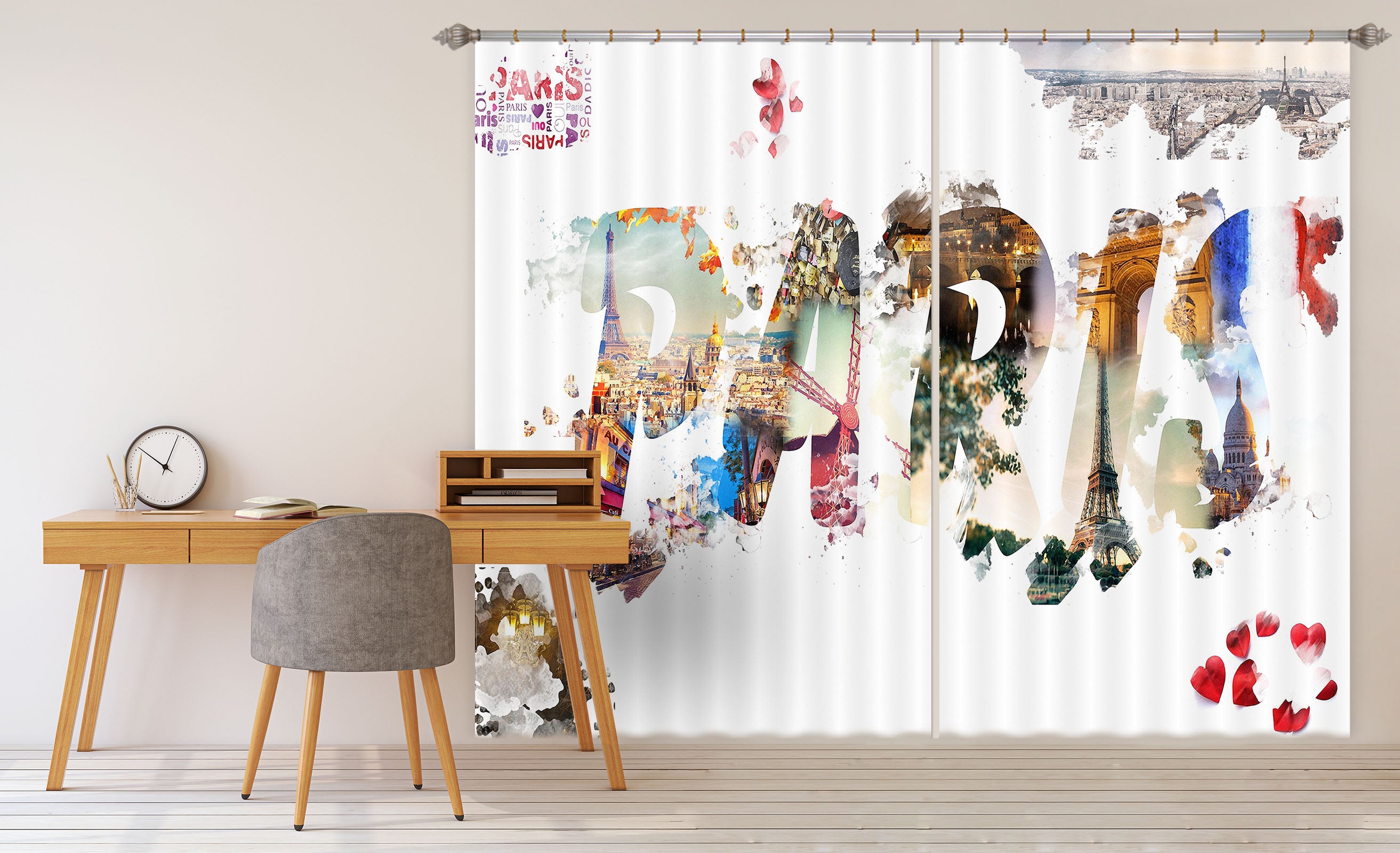 3D Color Paris 756 Curtains Drapes
