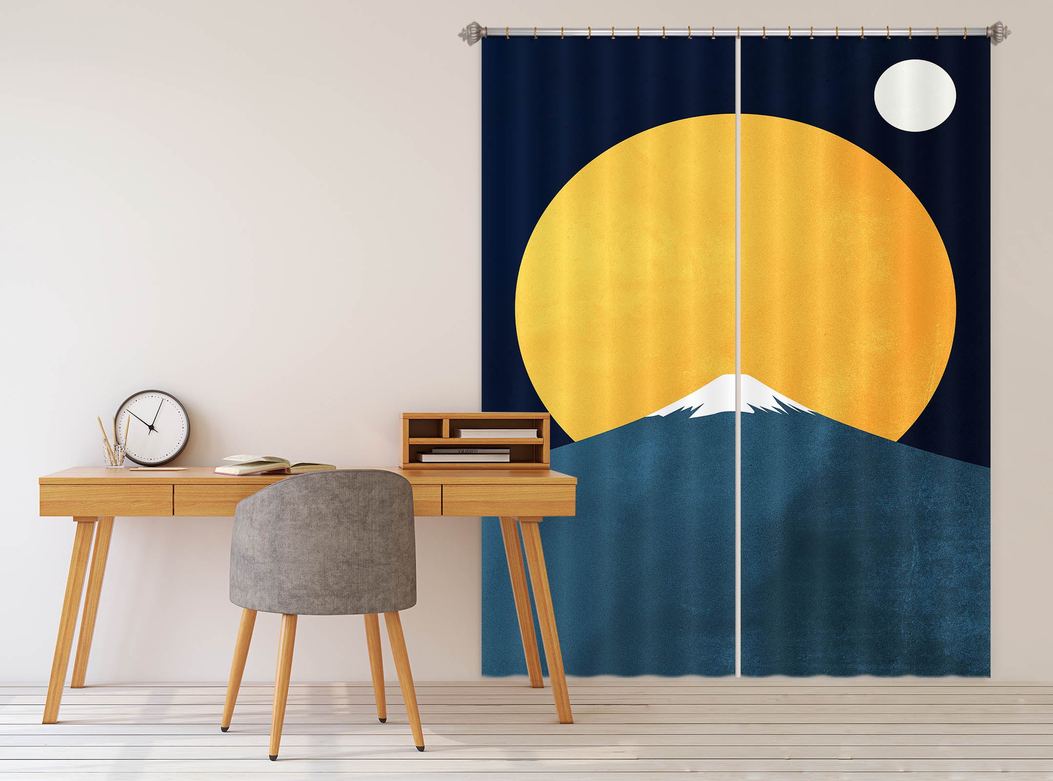3D Yellow Moon 1053 Boris Draschoff Curtain Curtains Drapes