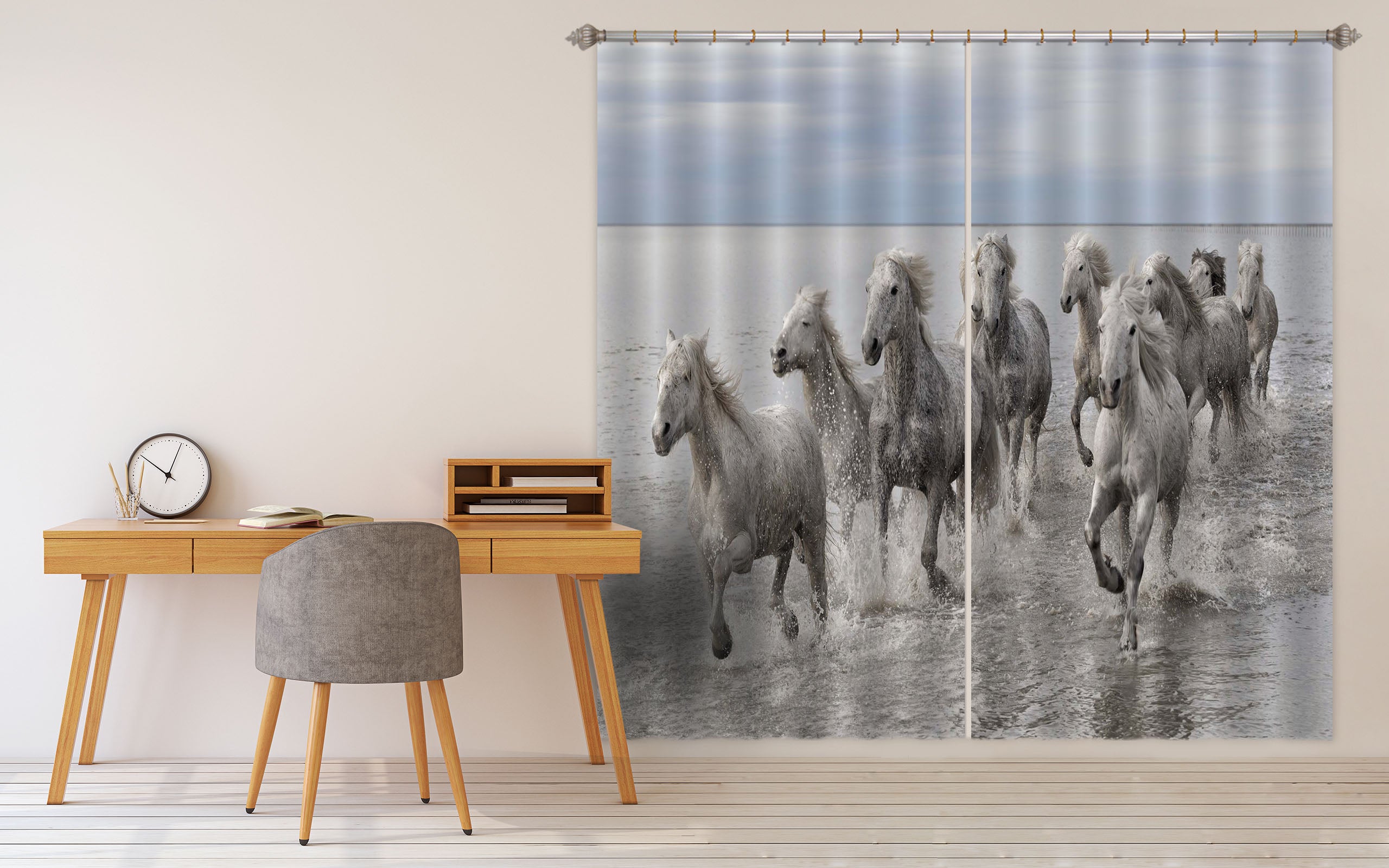 3D White Horse 155 Marco Carmassi Curtain Curtains Drapes