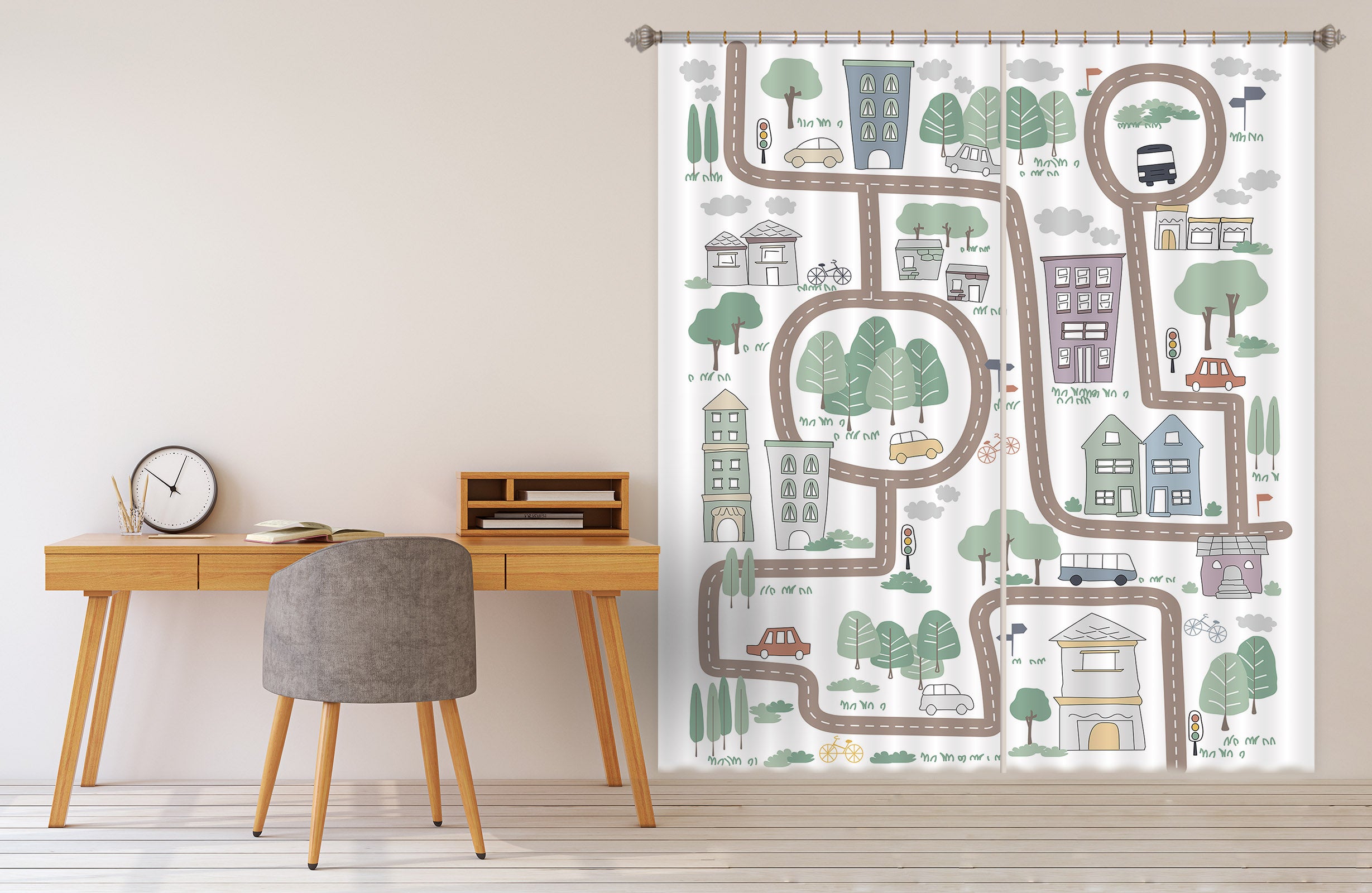 3D Lovely Street 042 Jillian Helvey Curtain Curtains Drapes