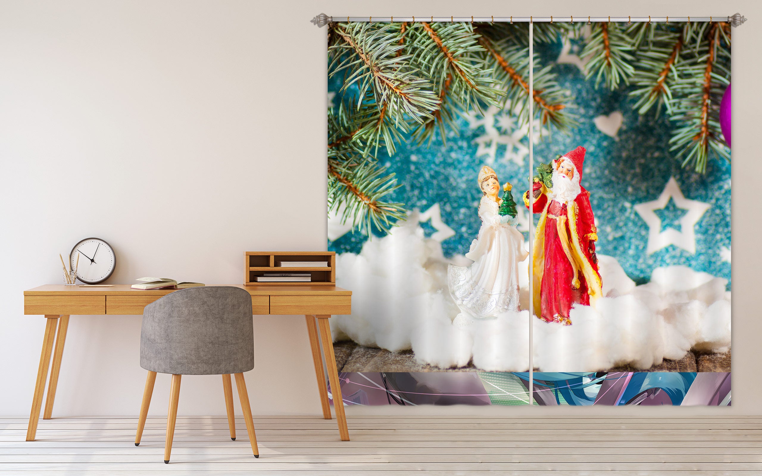 3D Santa Claus Ornaments 53112 Christmas Curtains Drapes Xmas