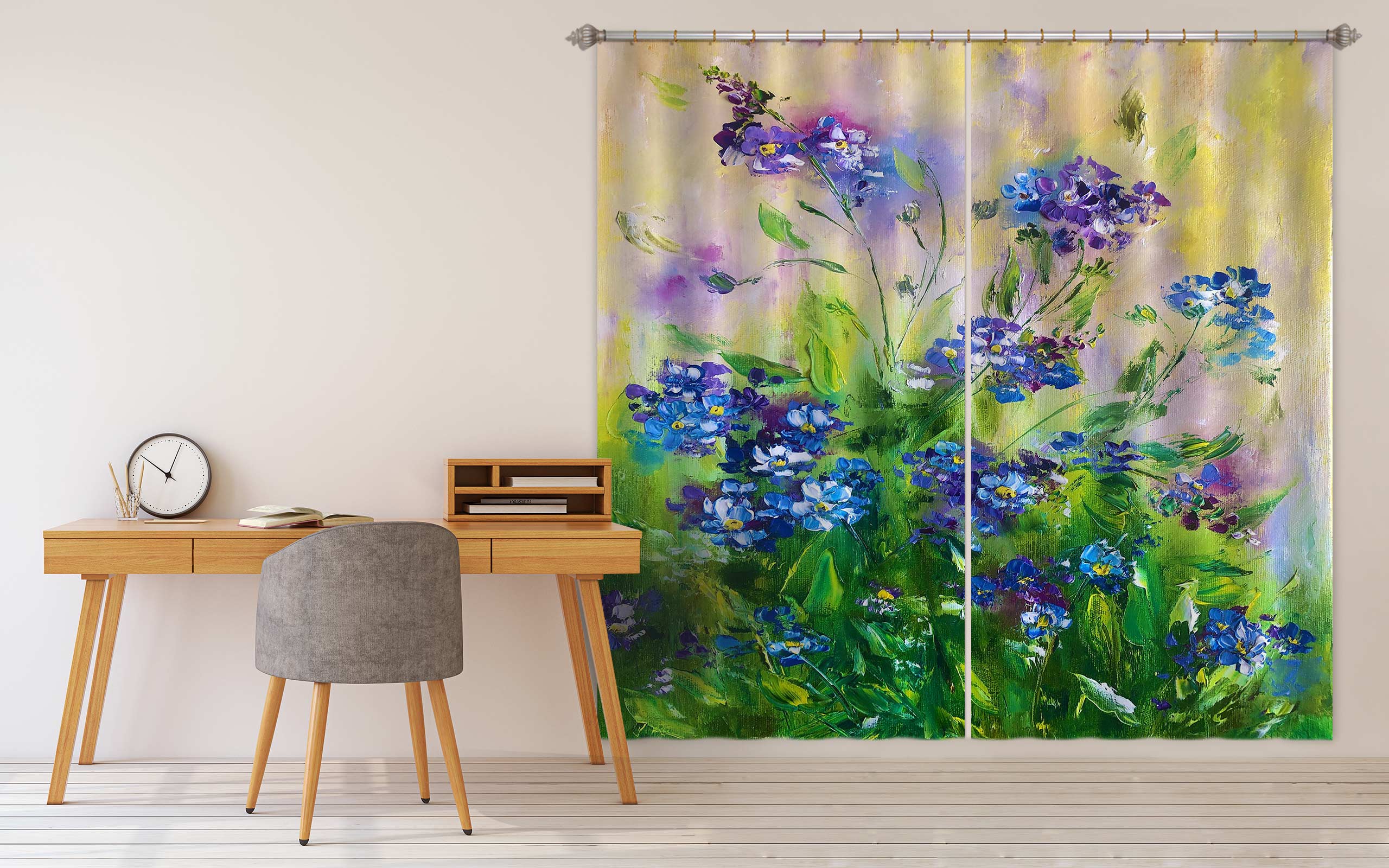 3D Blue Wildflowers 365 Skromova Marina Curtain Curtains Drapes