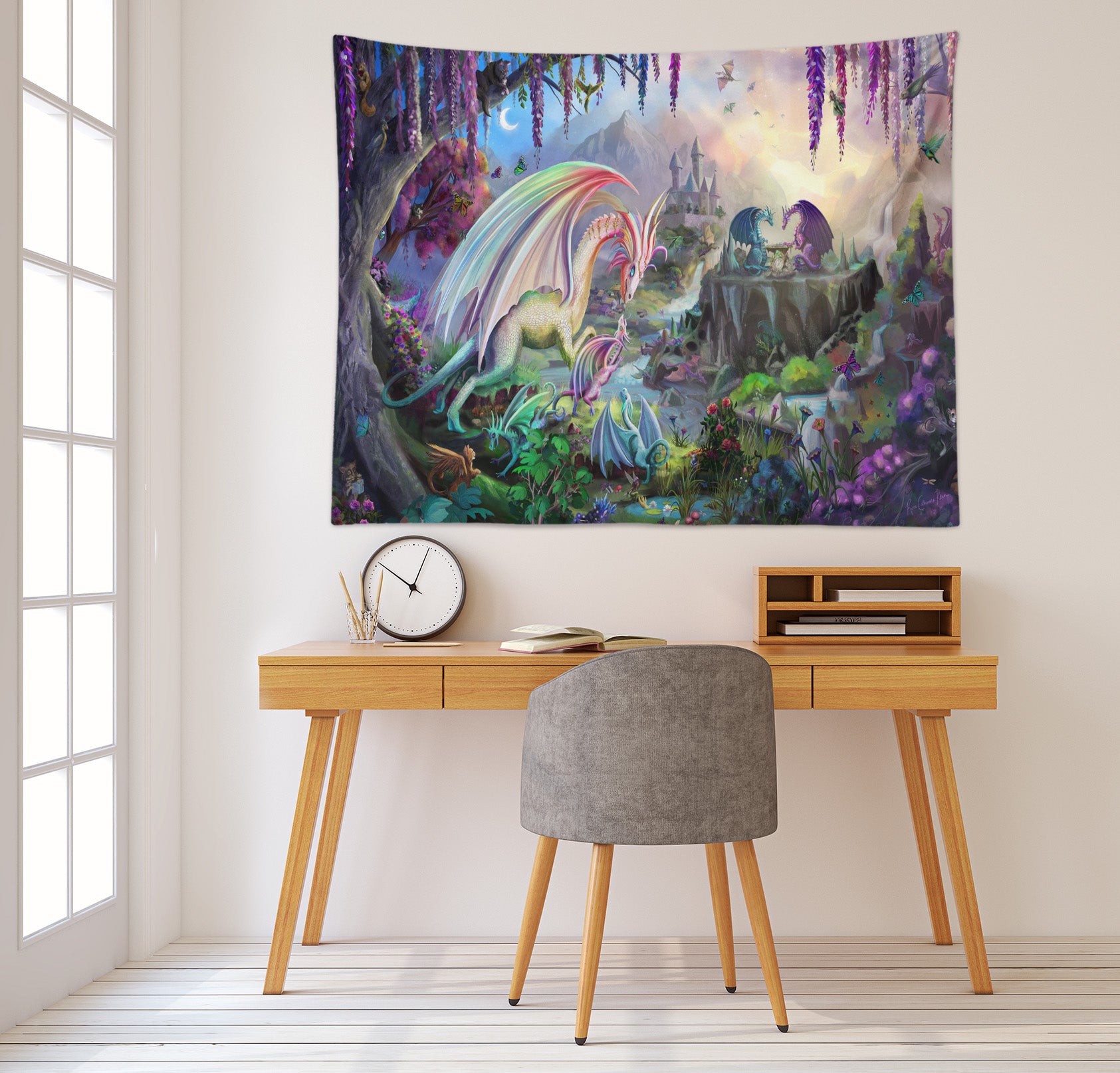 3D Tree Vine Dragon 952 Rose Catherine Khan Tapestry Hanging Cloth Hang