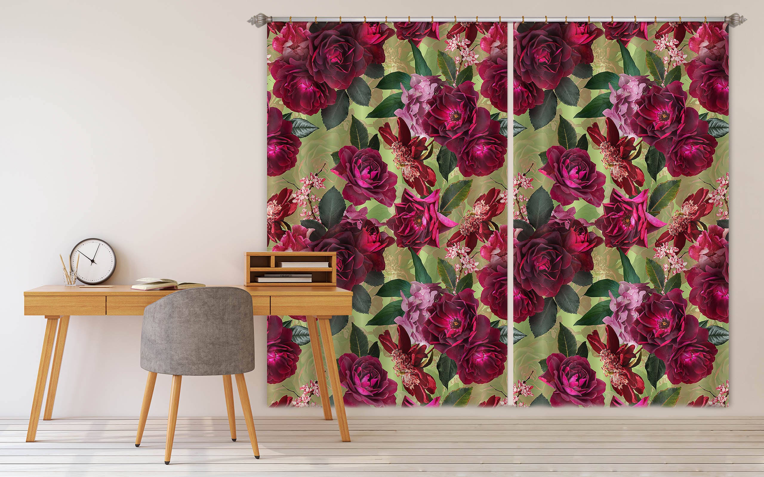 3D Purple Rose 163 Uta Naumann Curtain Curtains Drapes