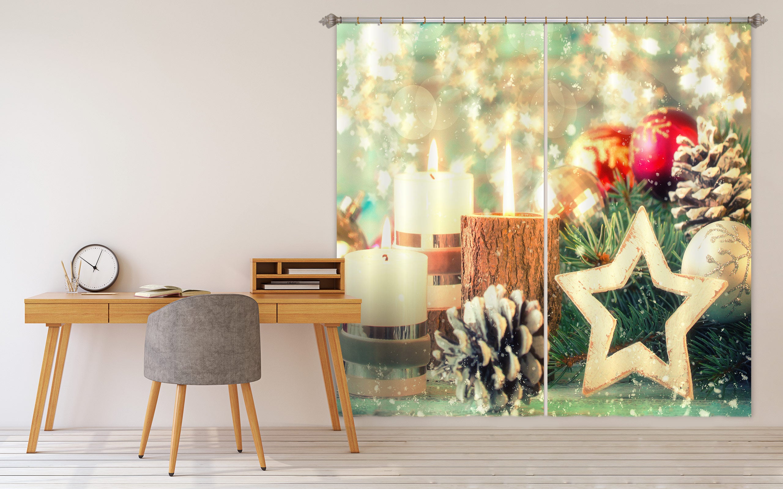 3D Candle Pineta Five-Pointed Star 53073 Christmas Curtains Drapes Xmas