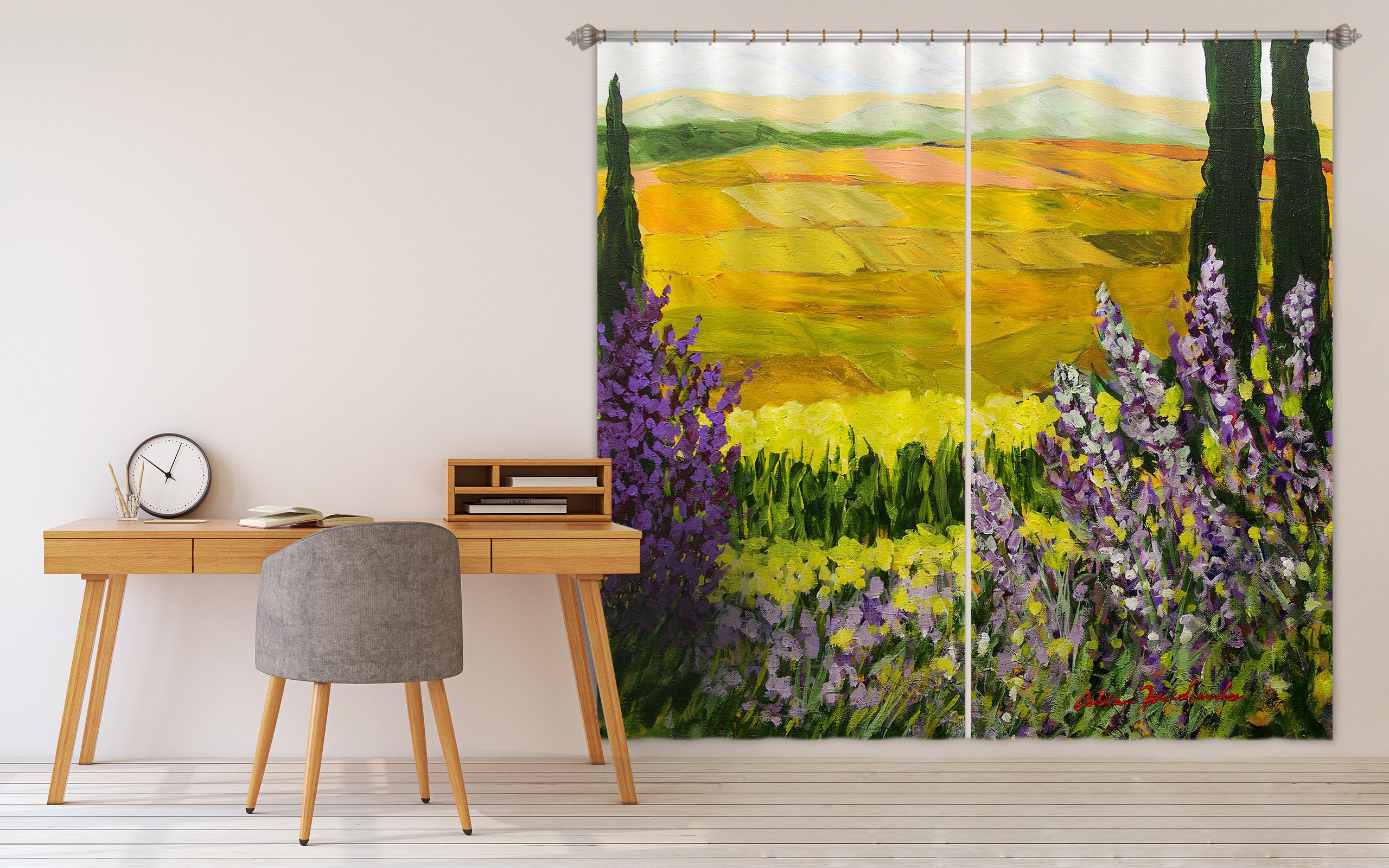 3D Purple Wild Flower 242 Allan P. Friedlander Curtain Curtains Drapes
