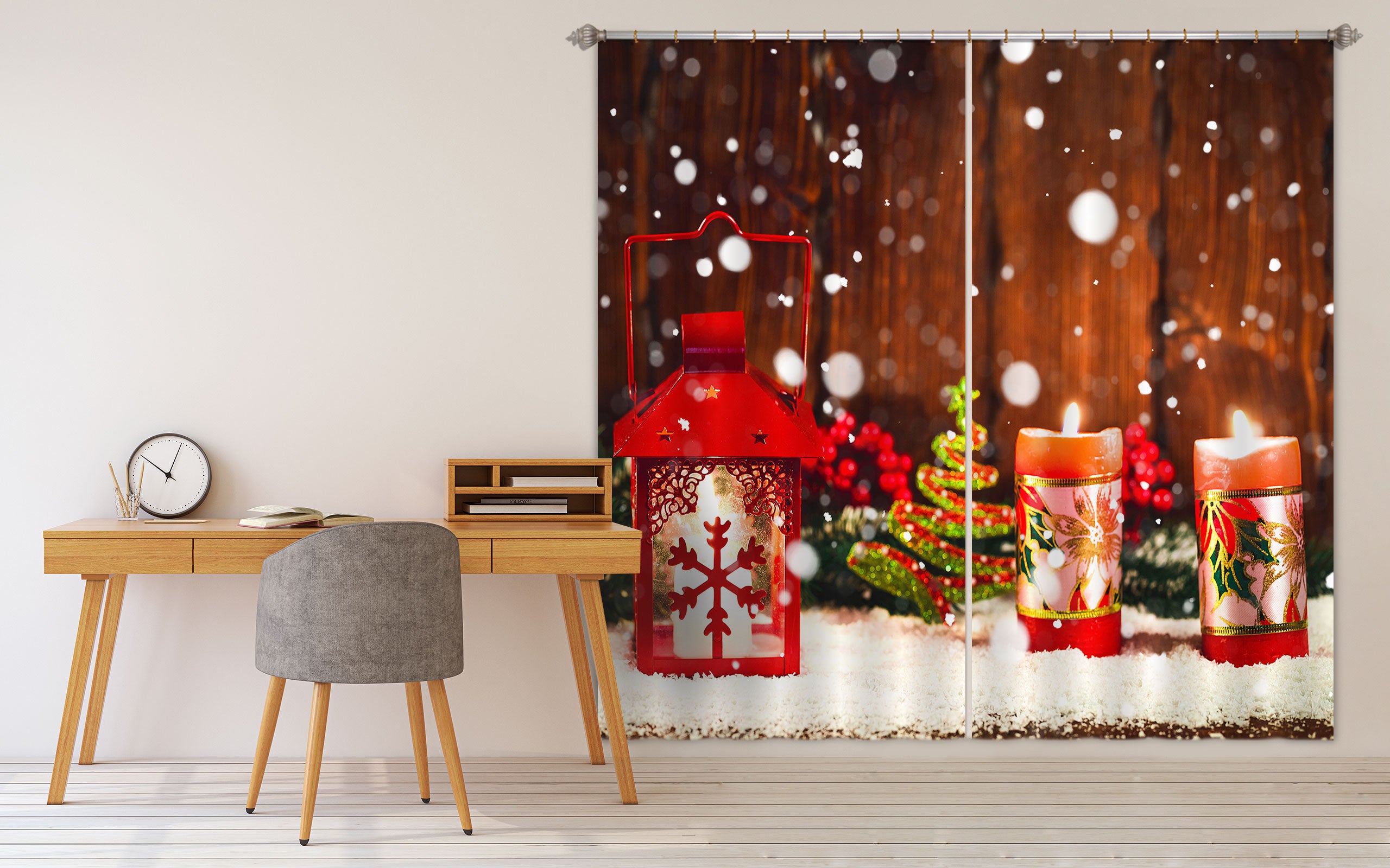 3D Snow Candle 53110 Christmas Curtains Drapes Xmas