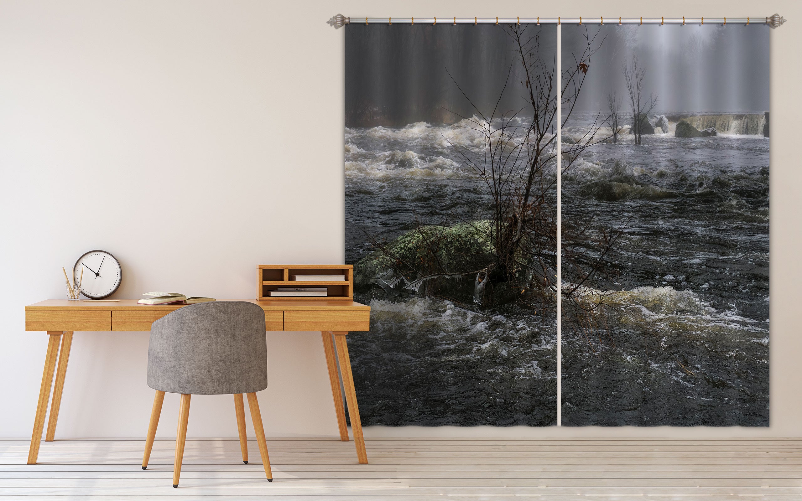 3D Misty River 013 Jerry LoFaro Curtain Curtains Drapes