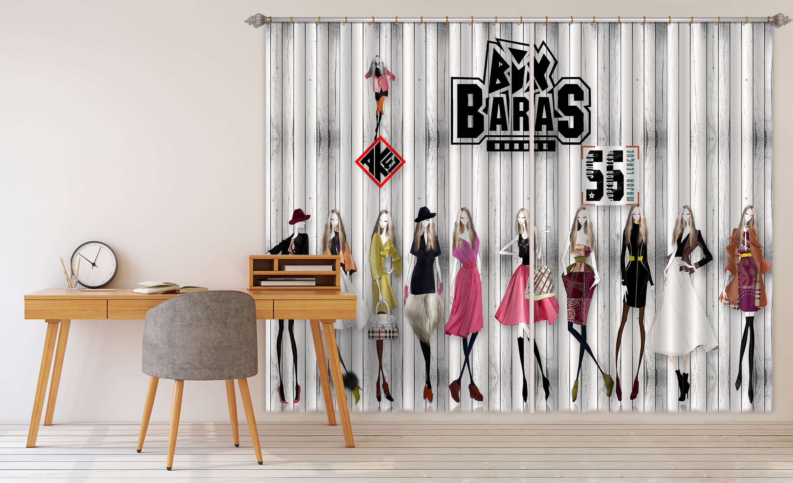 3D Fashion Girl 725 Curtains Drapes