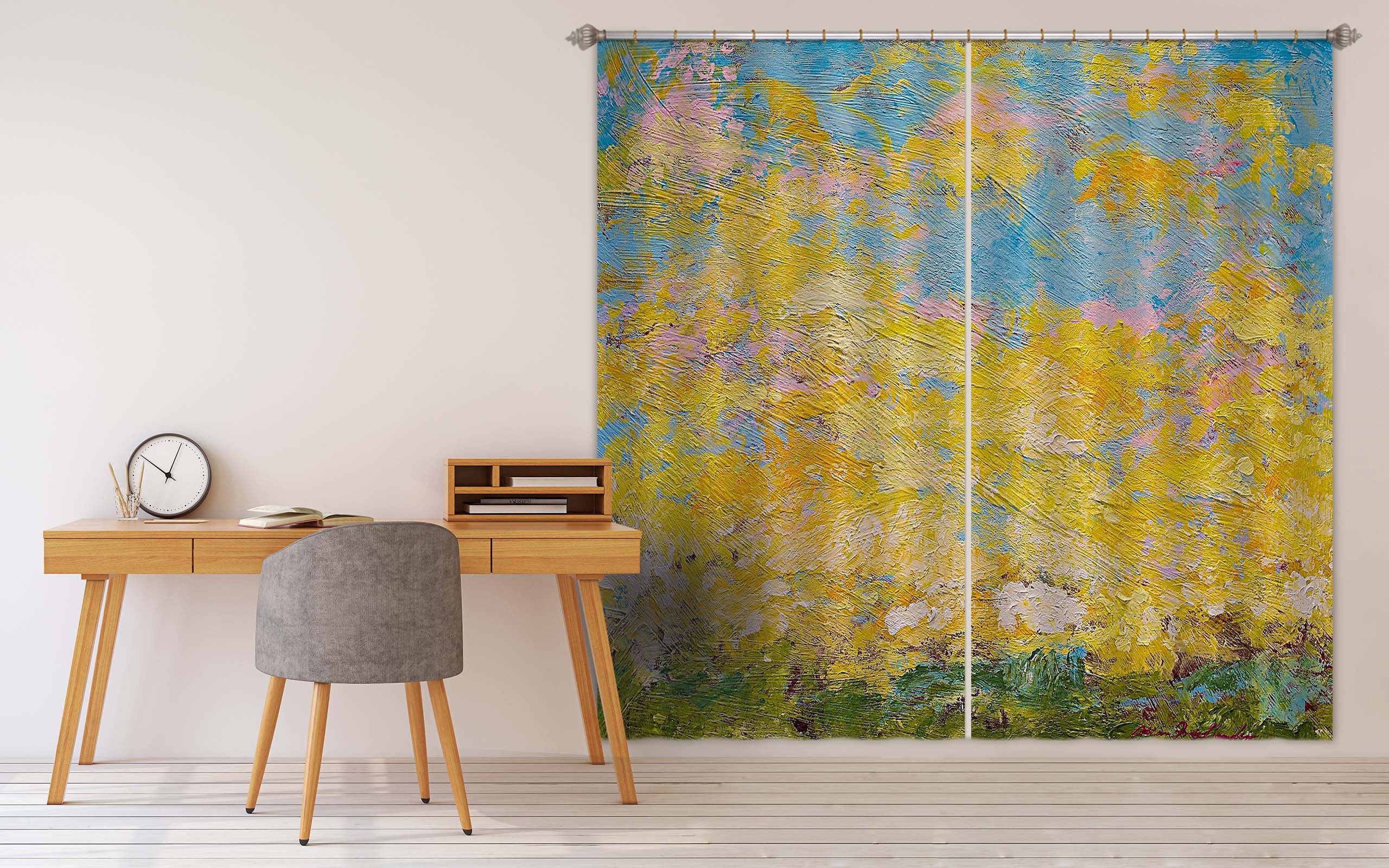 3D Yellow Graffiti 186 Allan P. Friedlander Curtain Curtains Drapes