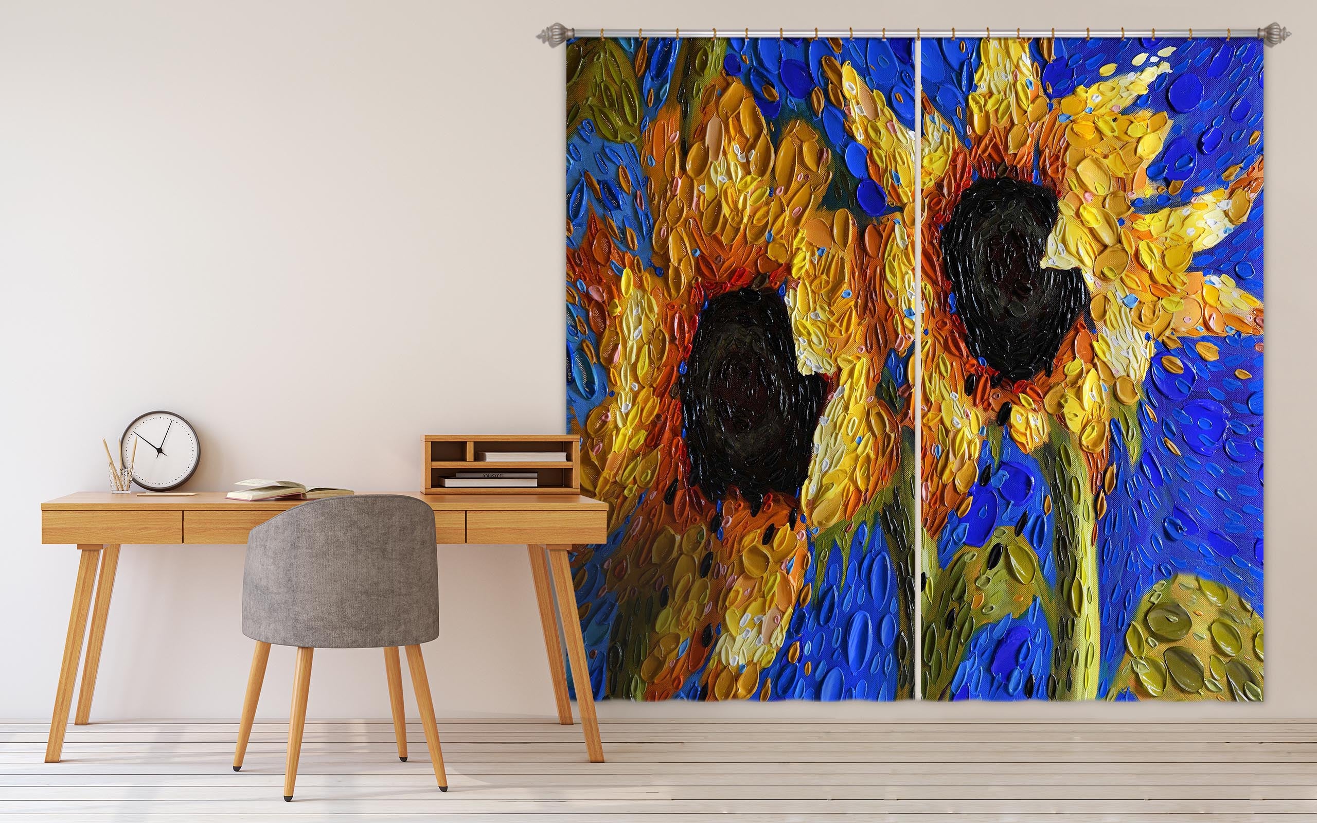 3D Sunflowers 042 Dena Tollefson Curtain Curtains Drapes