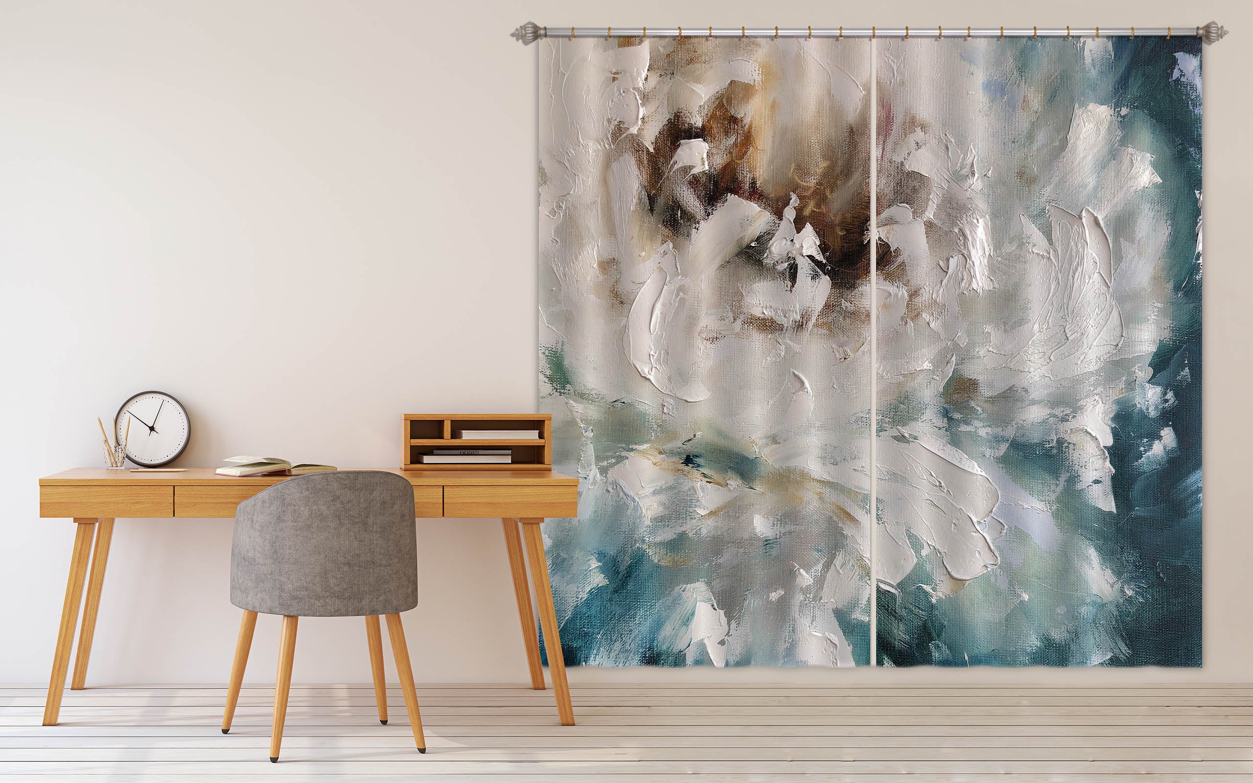 3D White Flower 2404 Skromova Marina Curtain Curtains Drapes