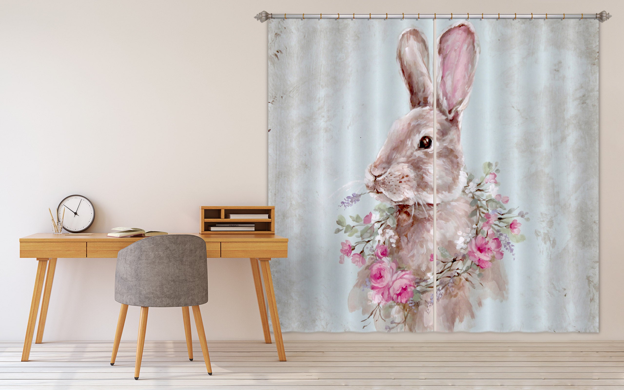 3D Rabbit Wreath 3013 Debi Coules Curtain Curtains Drapes
