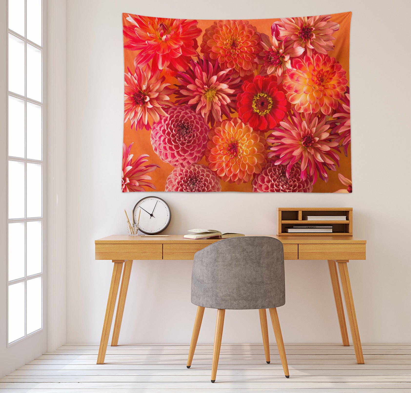 3D Red Chrysanthemum 11664 Assaf Frank Tapestry Hanging Cloth Hang