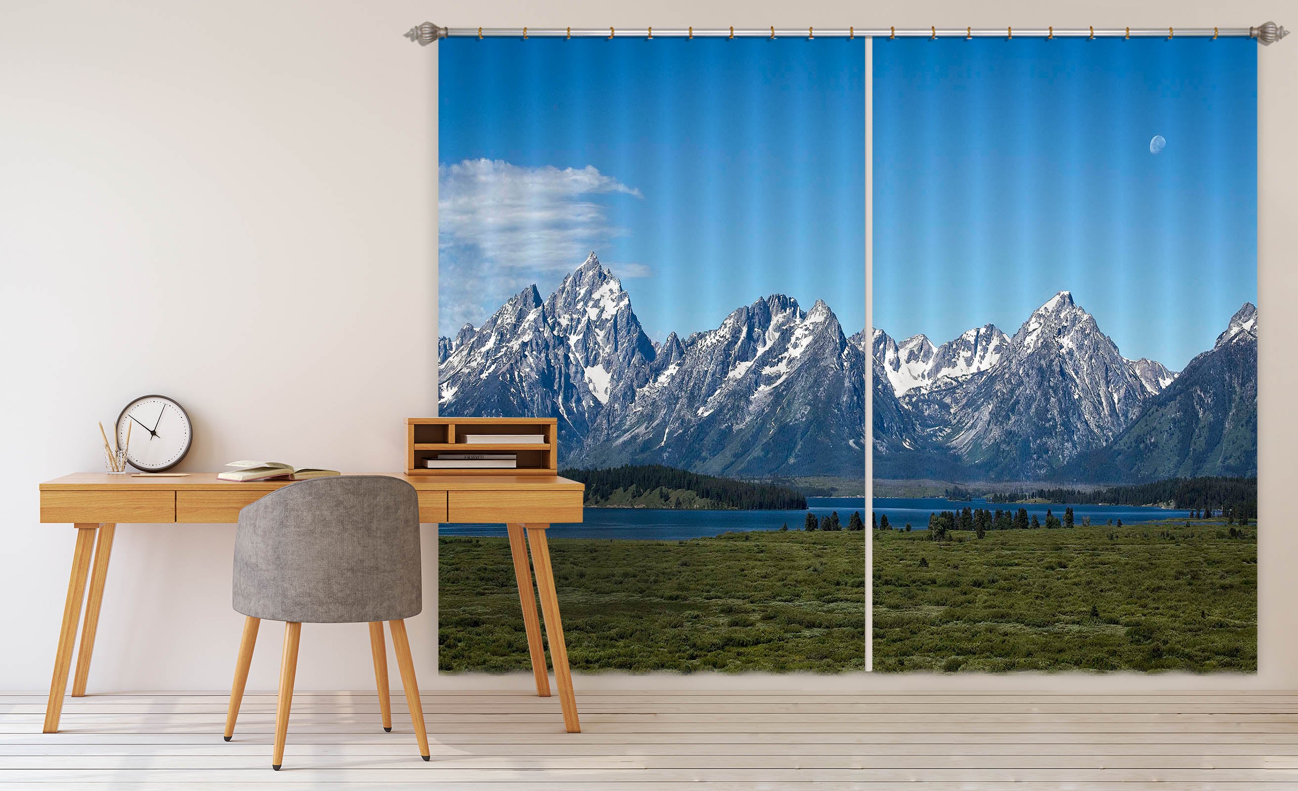 3D Distant Mountains 061 Kathy Barefield Curtain Curtains Drapes