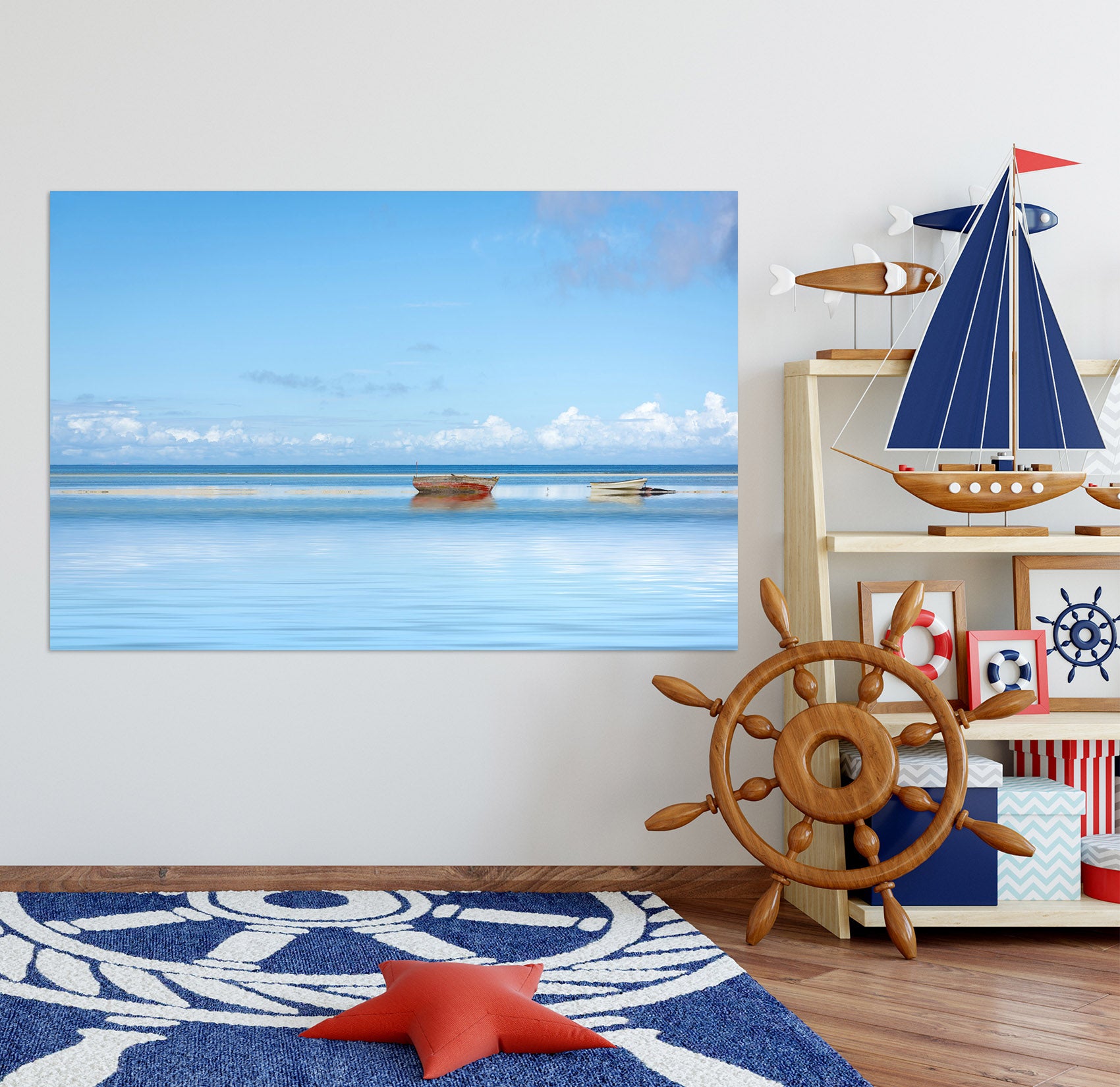 3D Sea Boat 151 Marco Carmassi Wall Sticker