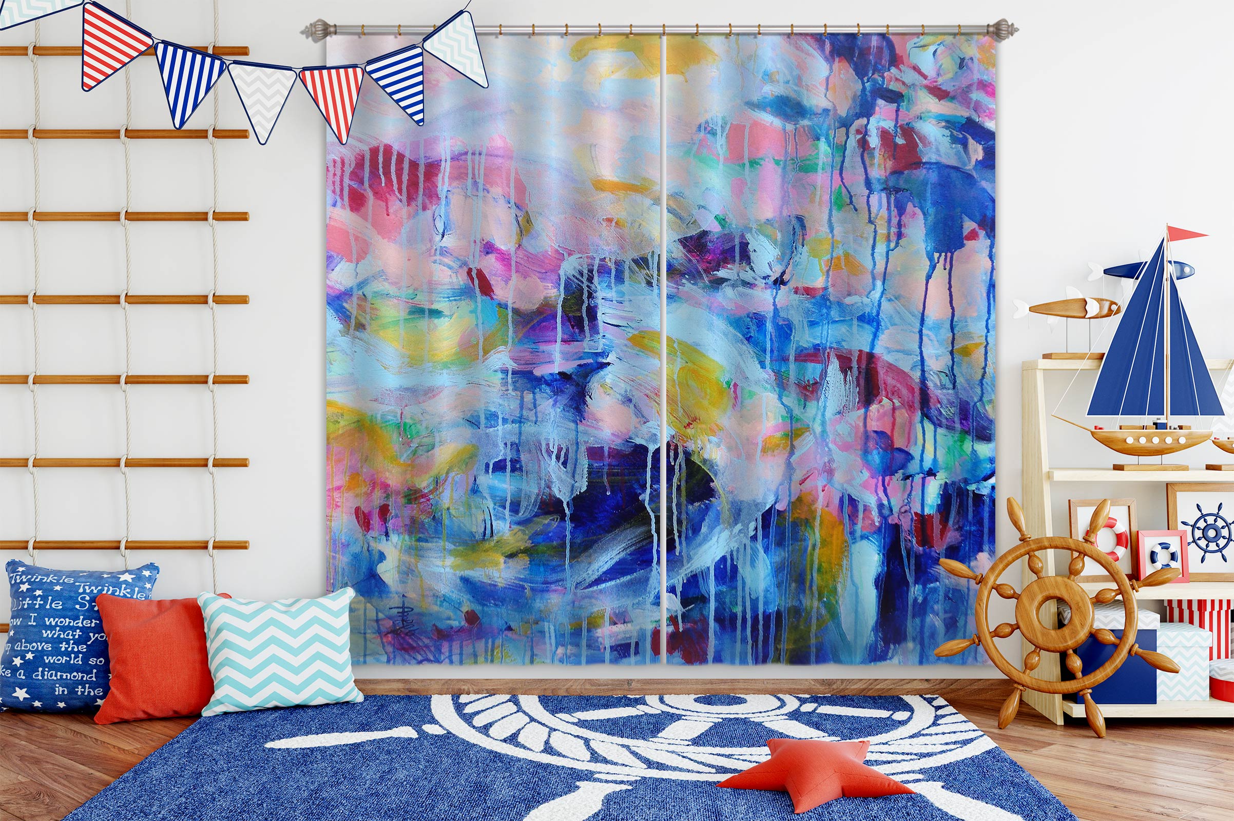 3D Colorful Watercolor 2324 Misako Chida Curtain Curtains Drapes