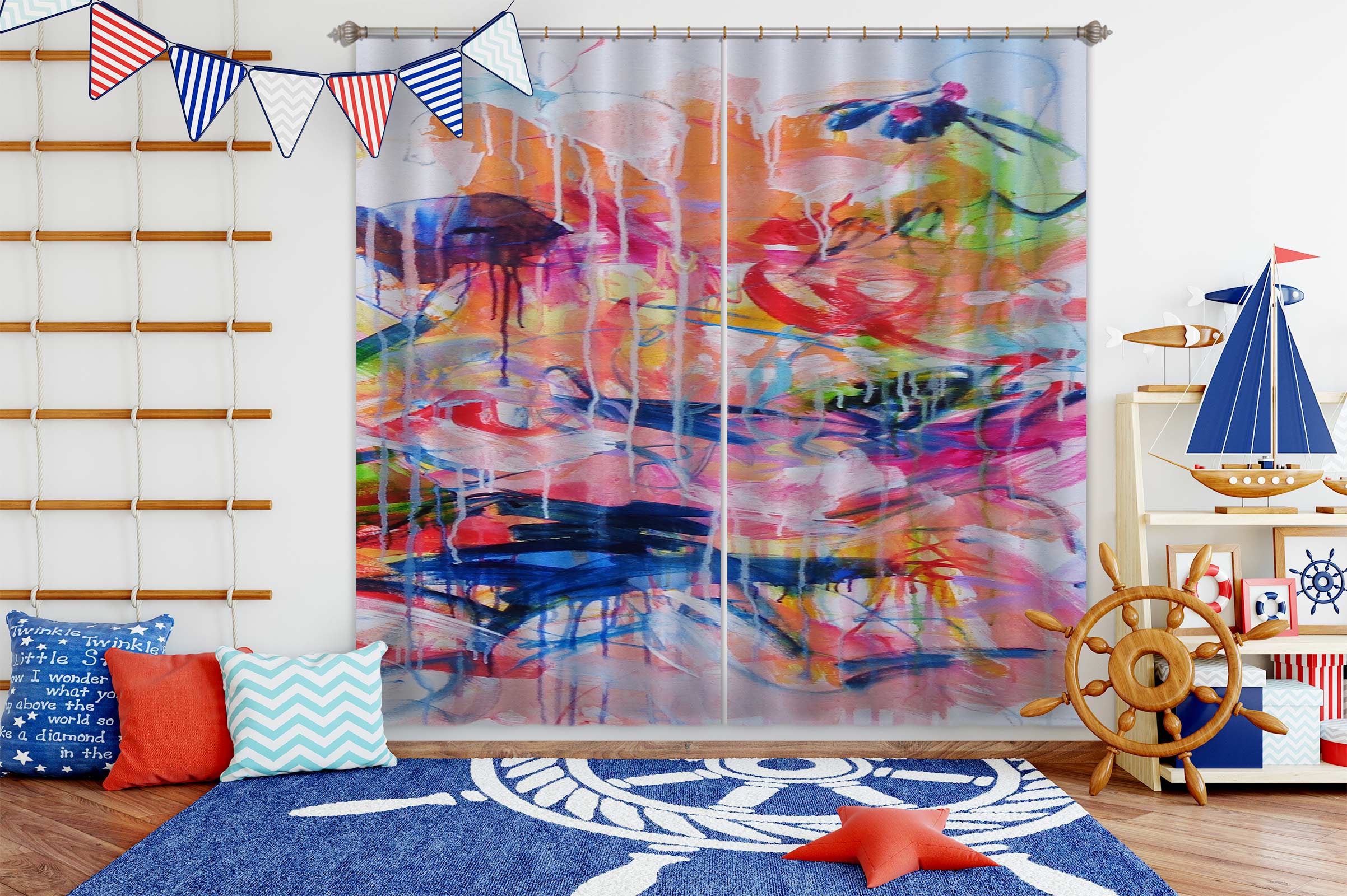 3D Watercolor Style 2400 Misako Chida Curtain Curtains Drapes