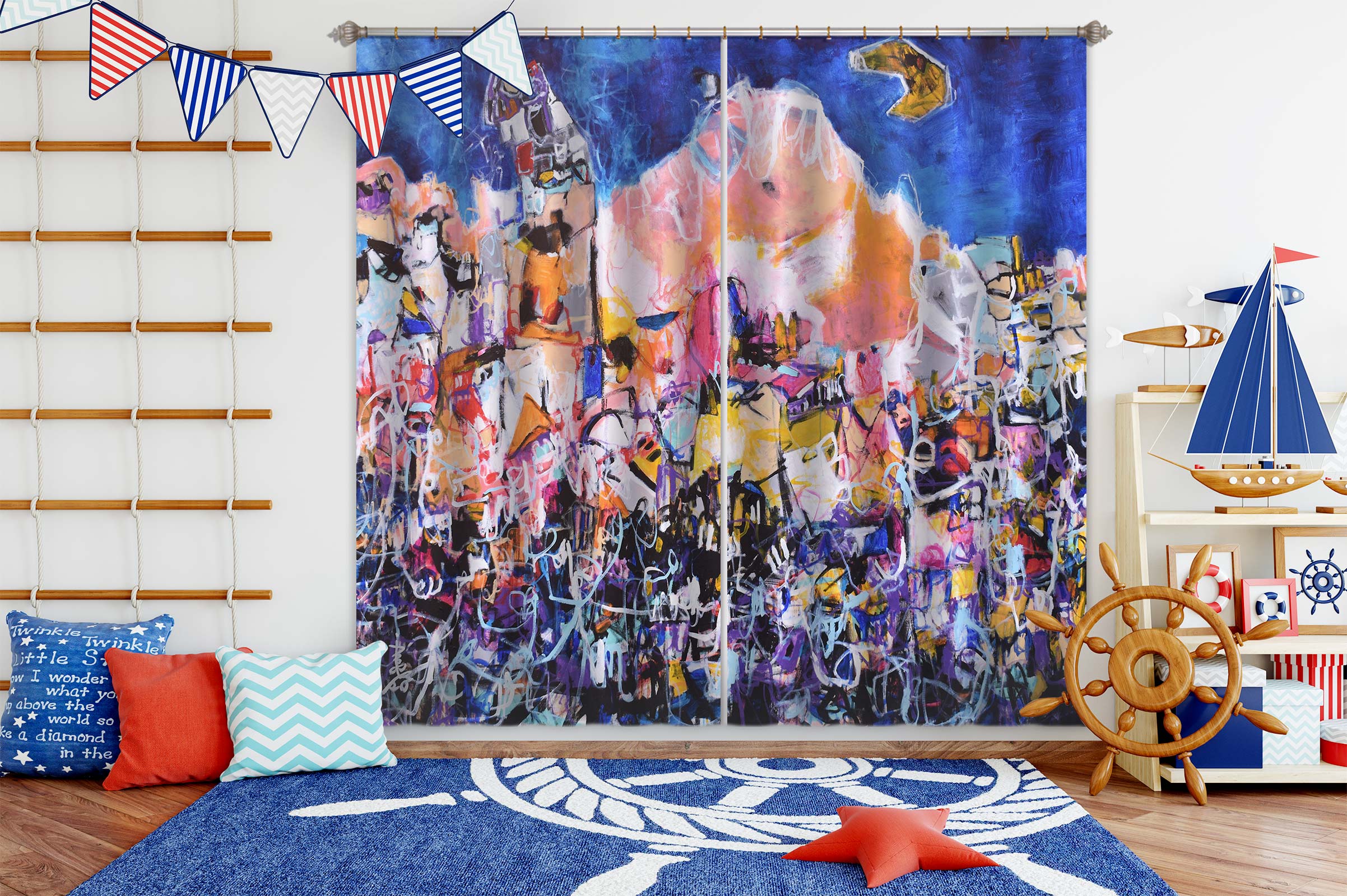 3D Abstract Painting 2415 Misako Chida Curtain Curtains Drapes