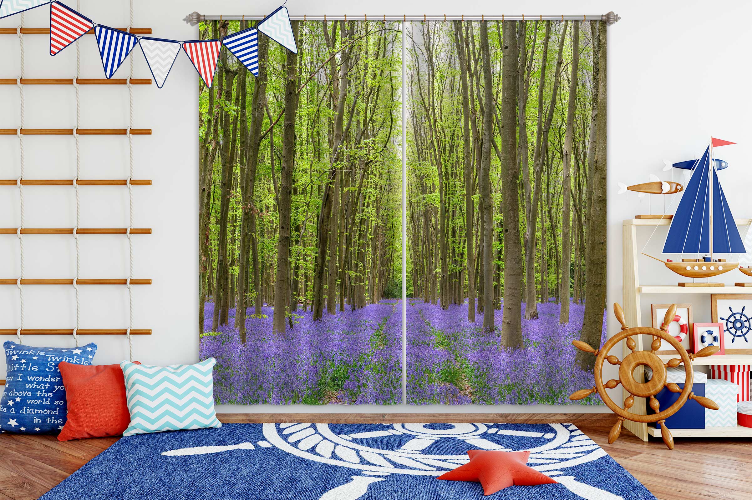 3D Purple Flower Forest 6598 Assaf Frank Curtain Curtains Drapes