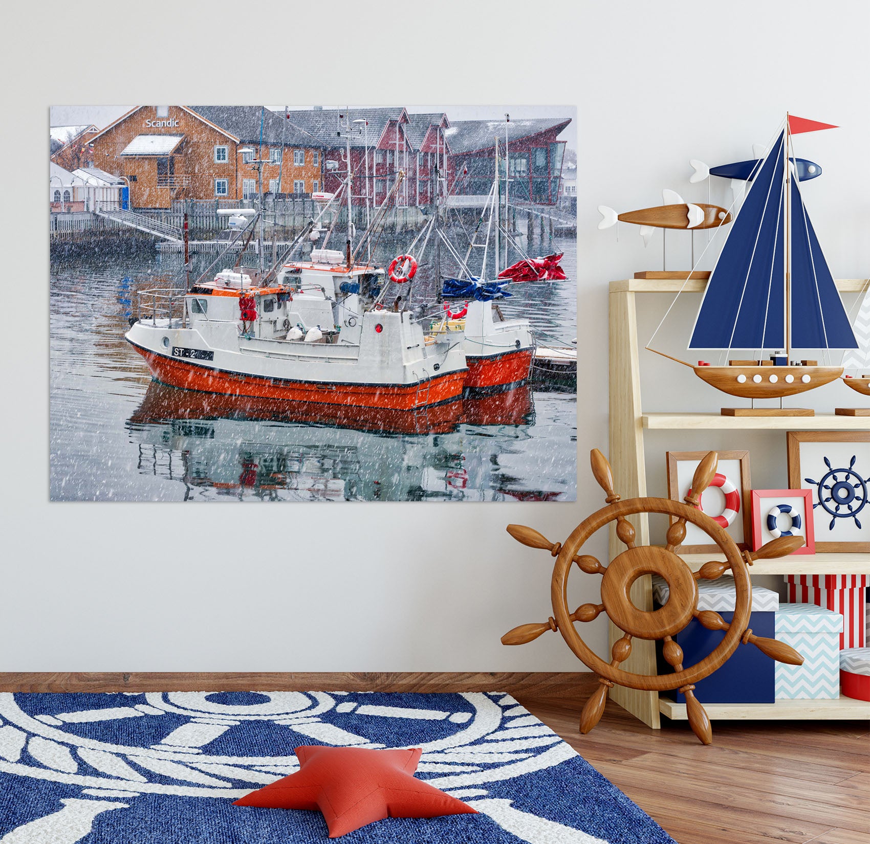 3D River Boat 105 Marco Carmassi Wall Sticker