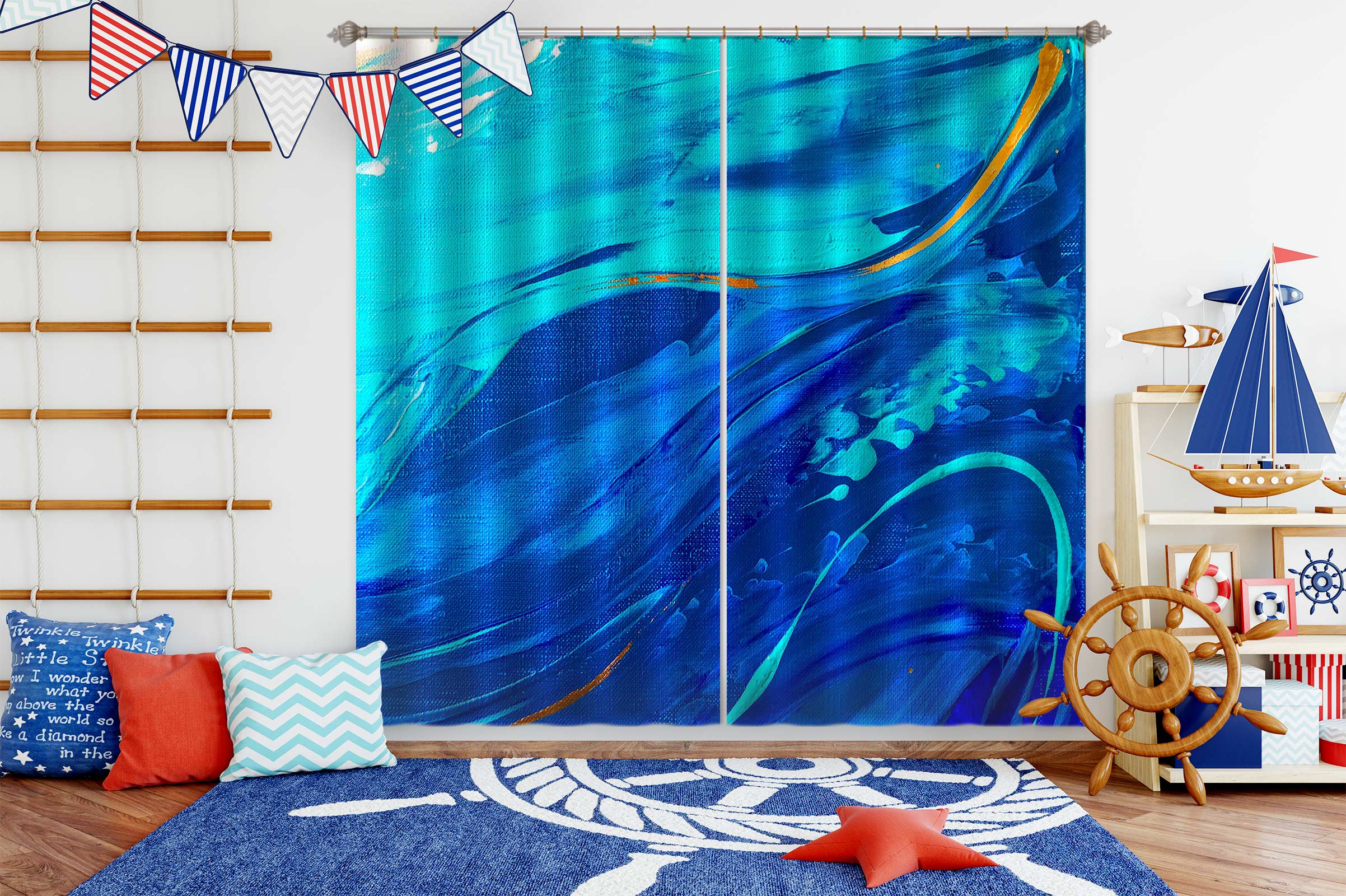 3D Blue Oil Painting 323 Skromova Marina Curtain Curtains Drapes