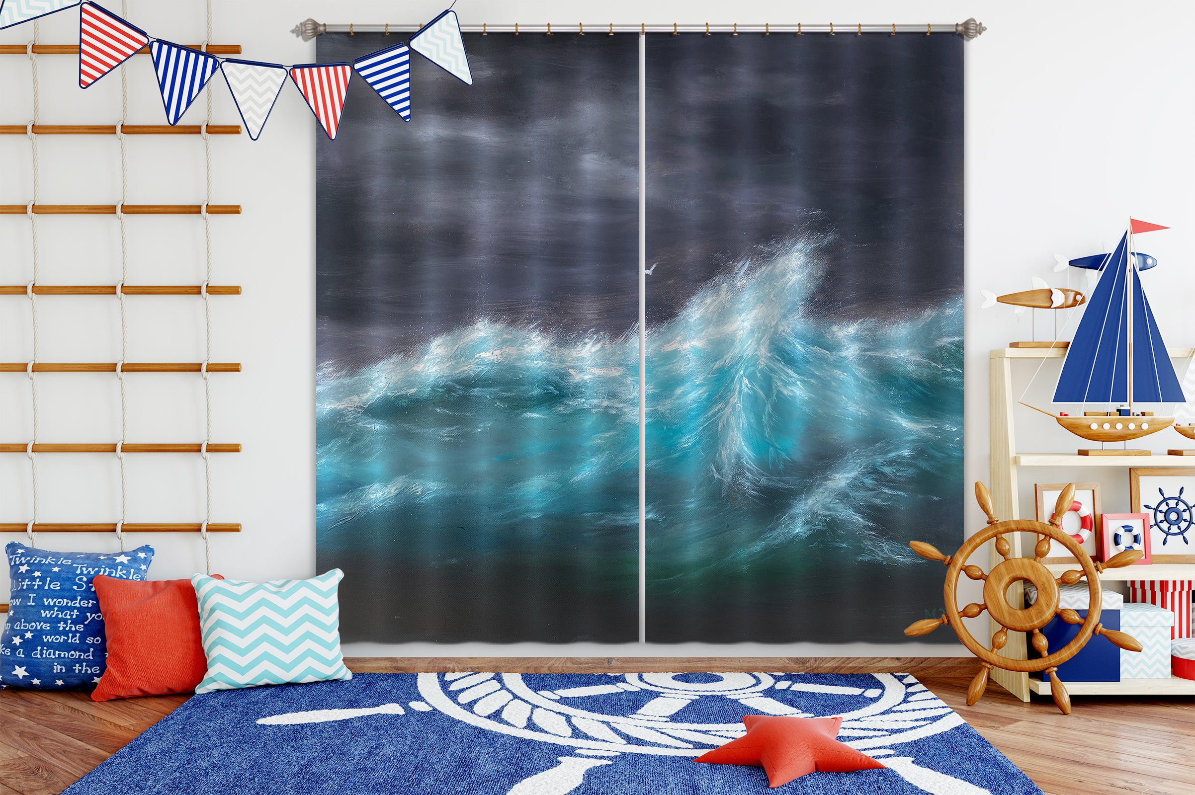 3D Waves 9761 Marina Zotova Curtain Curtains Drapes