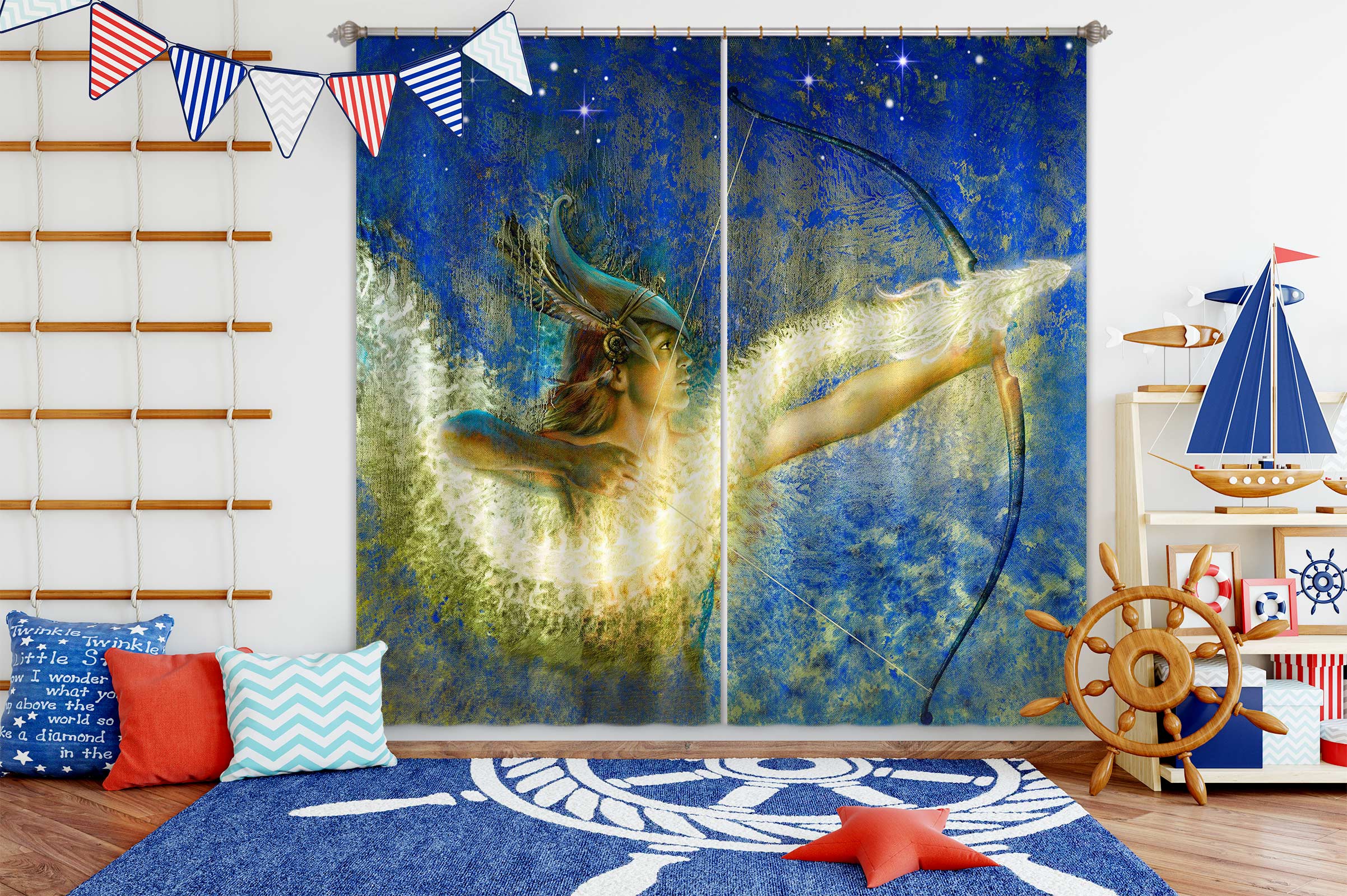 3D Golden Dragon Arrow 8028 Ciruelo Curtain Curtains Drapes