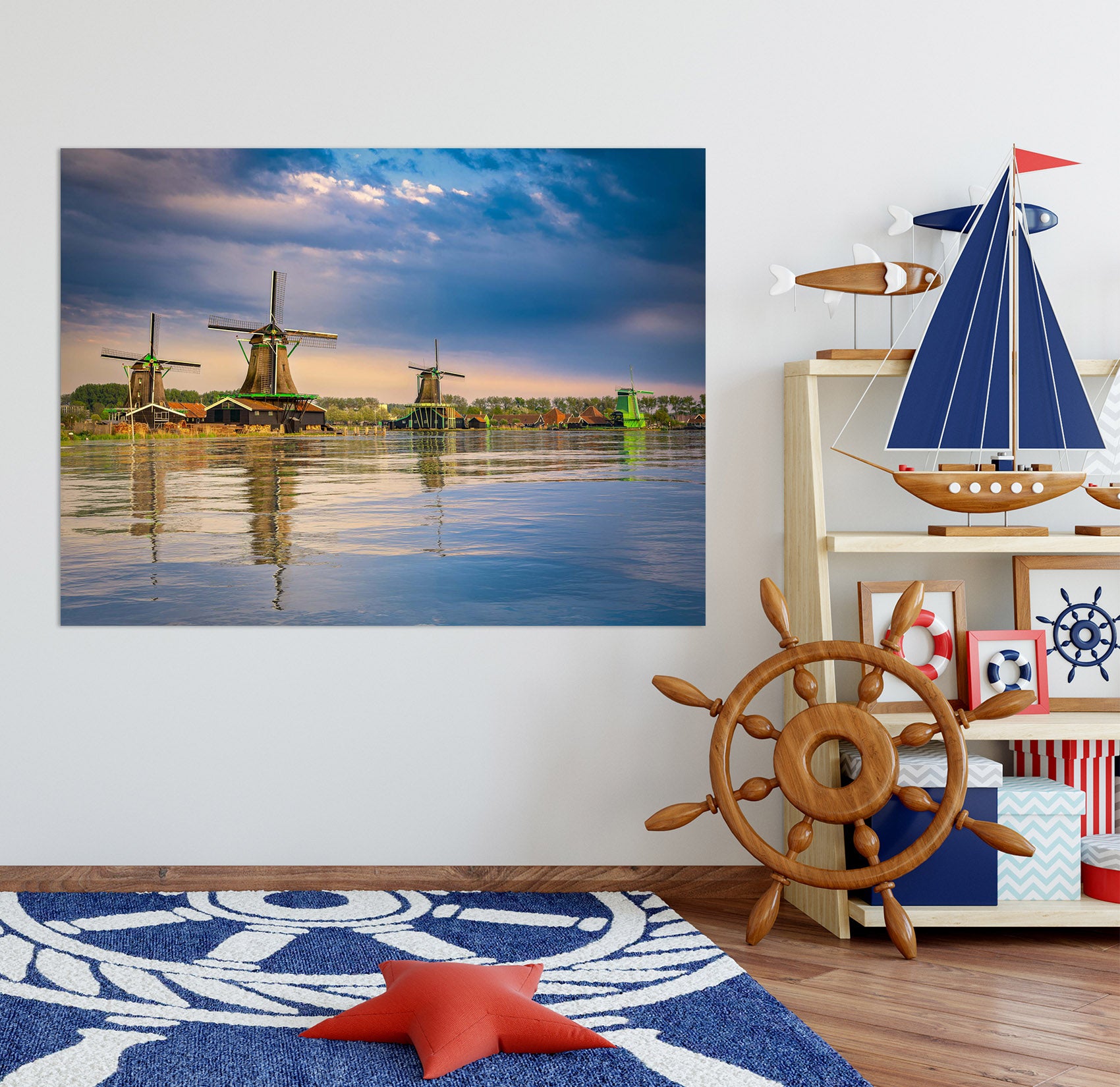 3D Lake Windmill 130 Marco Carmassi Wall Sticker