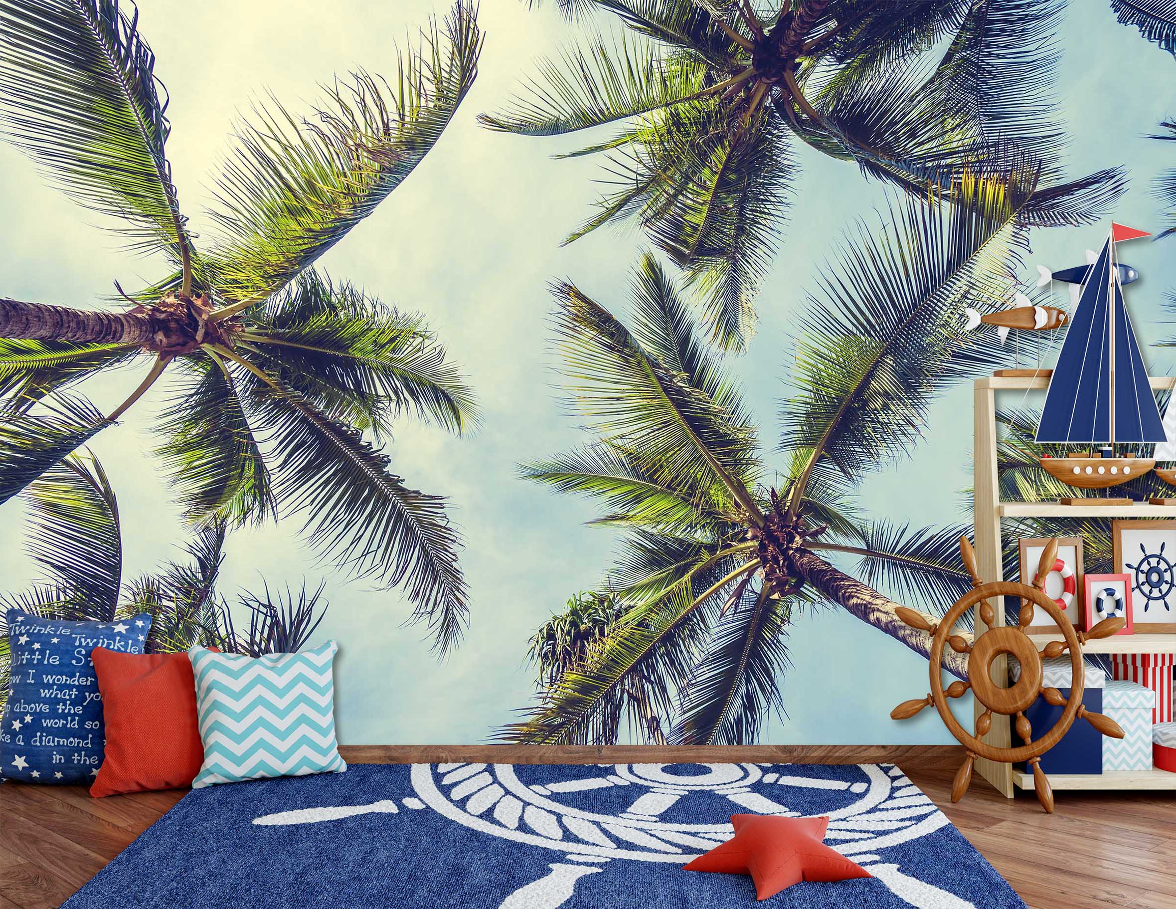 3D Sky Coconut Tree 93 Wall Murals