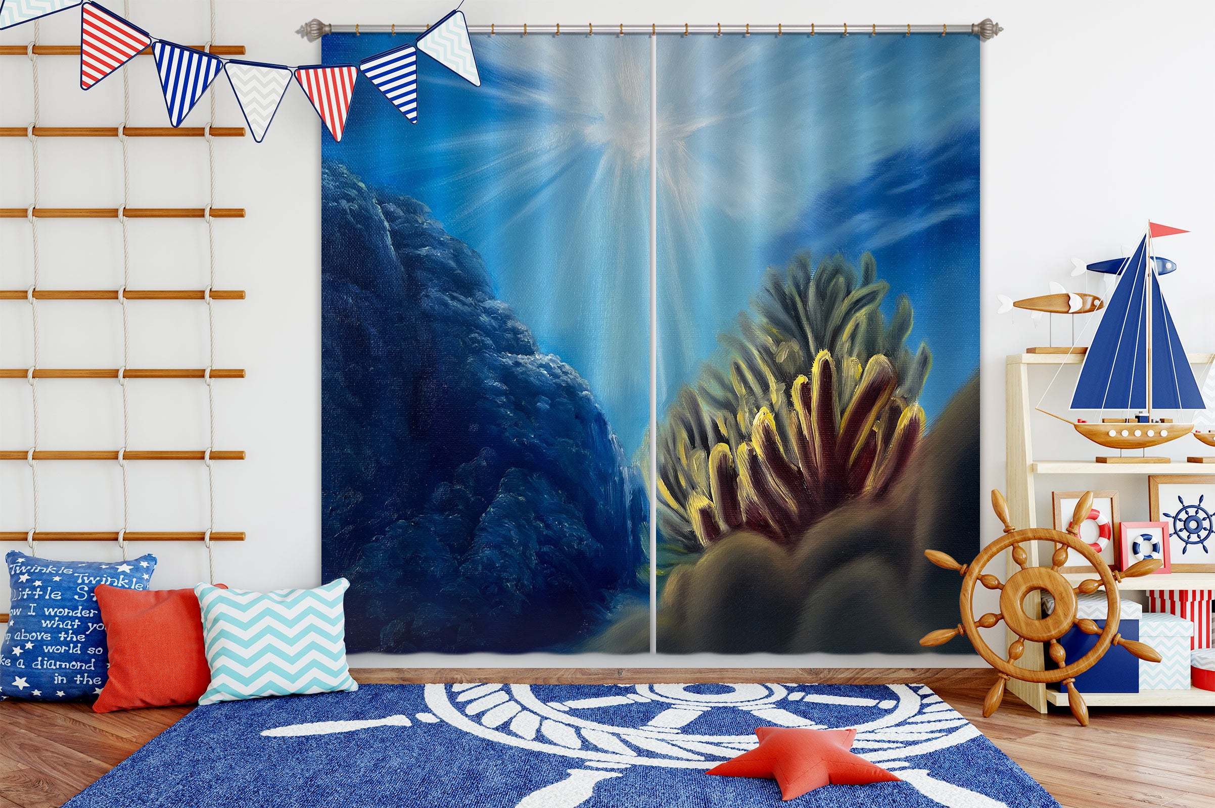 3D Sea Stony Coral 9778 Marina Zotova Curtain Curtains Drapes