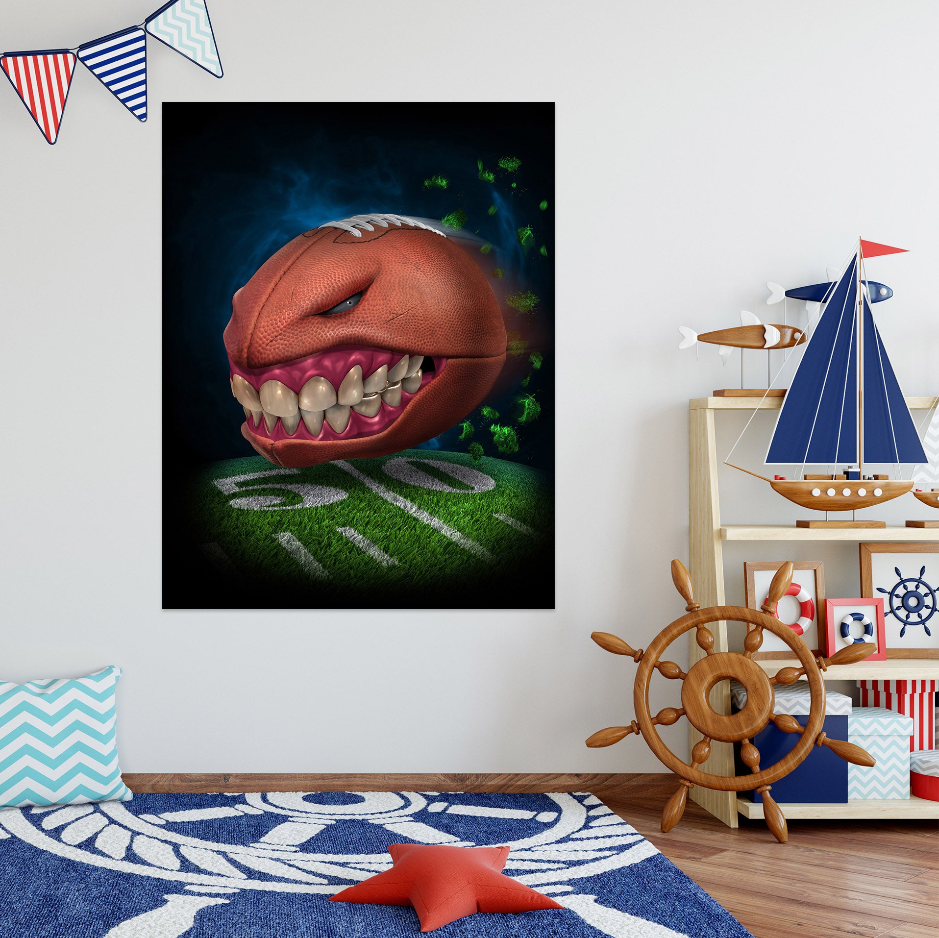 3D Teeth Football 5112 Tom Wood Wall Sticker