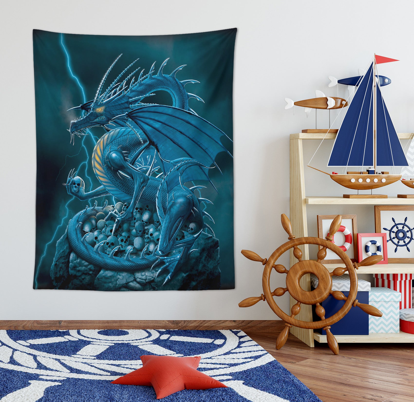 3D Blue Dragon 116203 Vincent Tapestry Hanging Cloth Hang