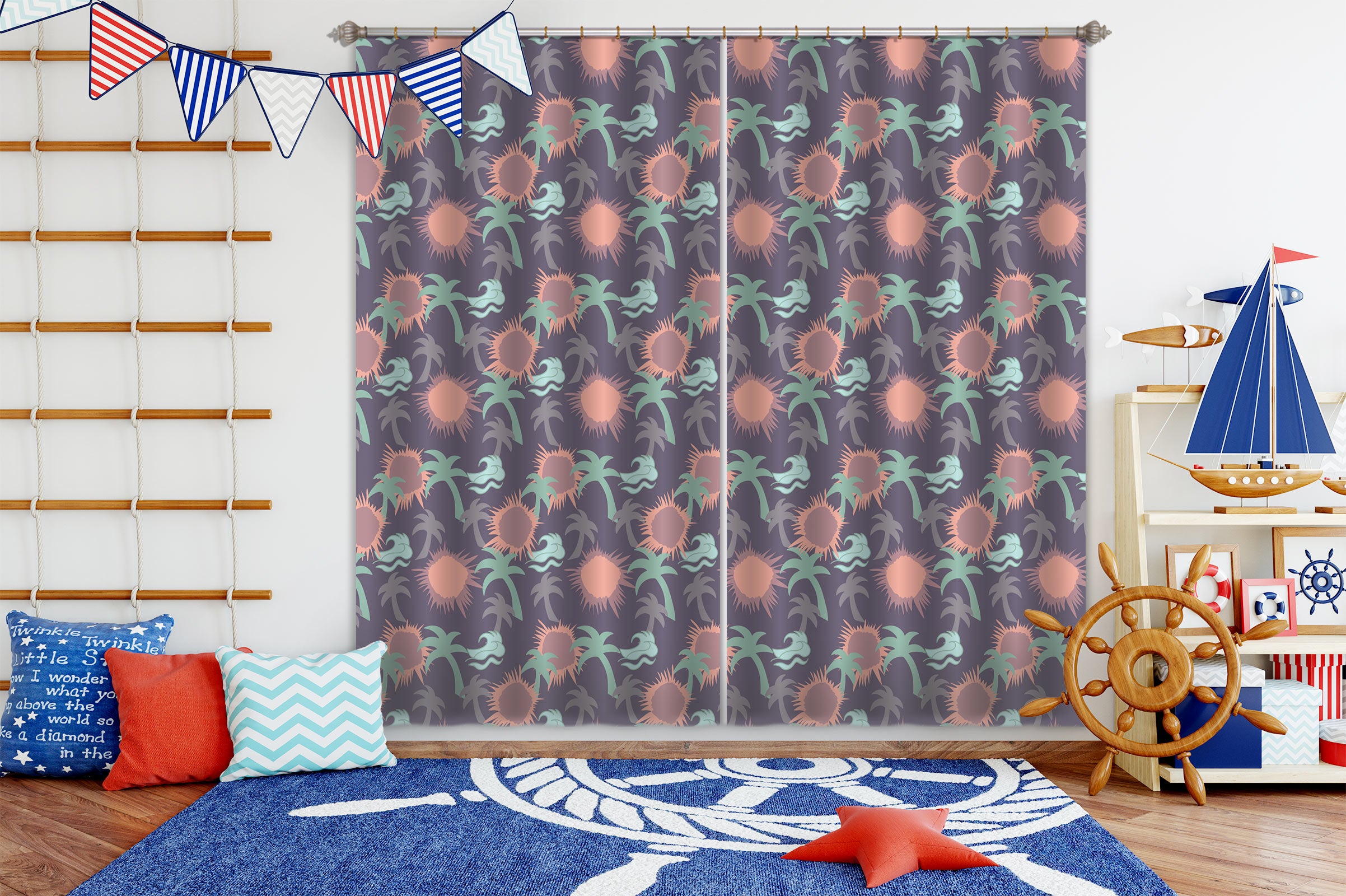 3D Coconut Sun Pattern 98114 Kasumi Loffler Curtain Curtains Drapes