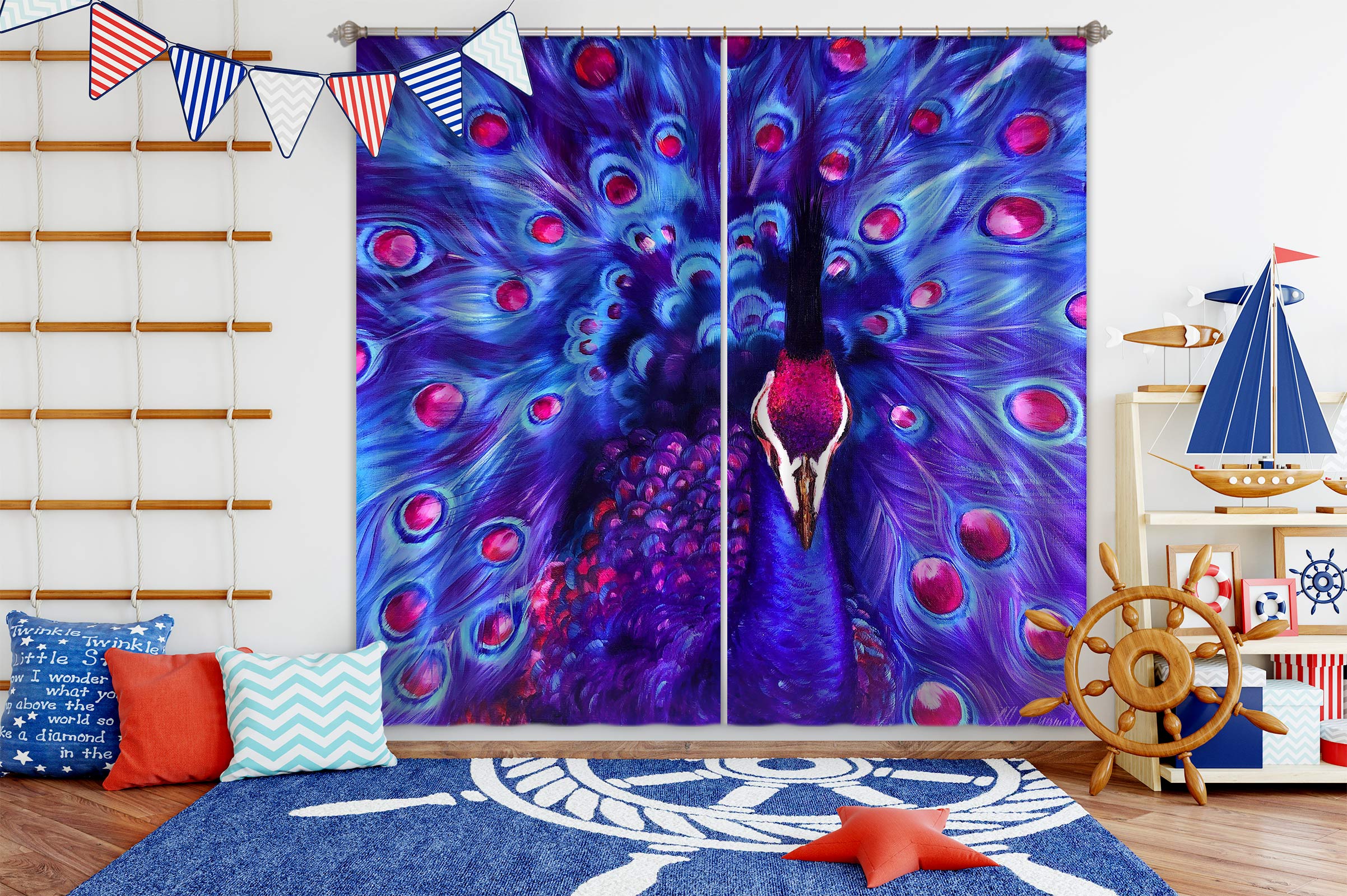 3D Purple Peacock 398 Skromova Marina Curtain Curtains Drapes
