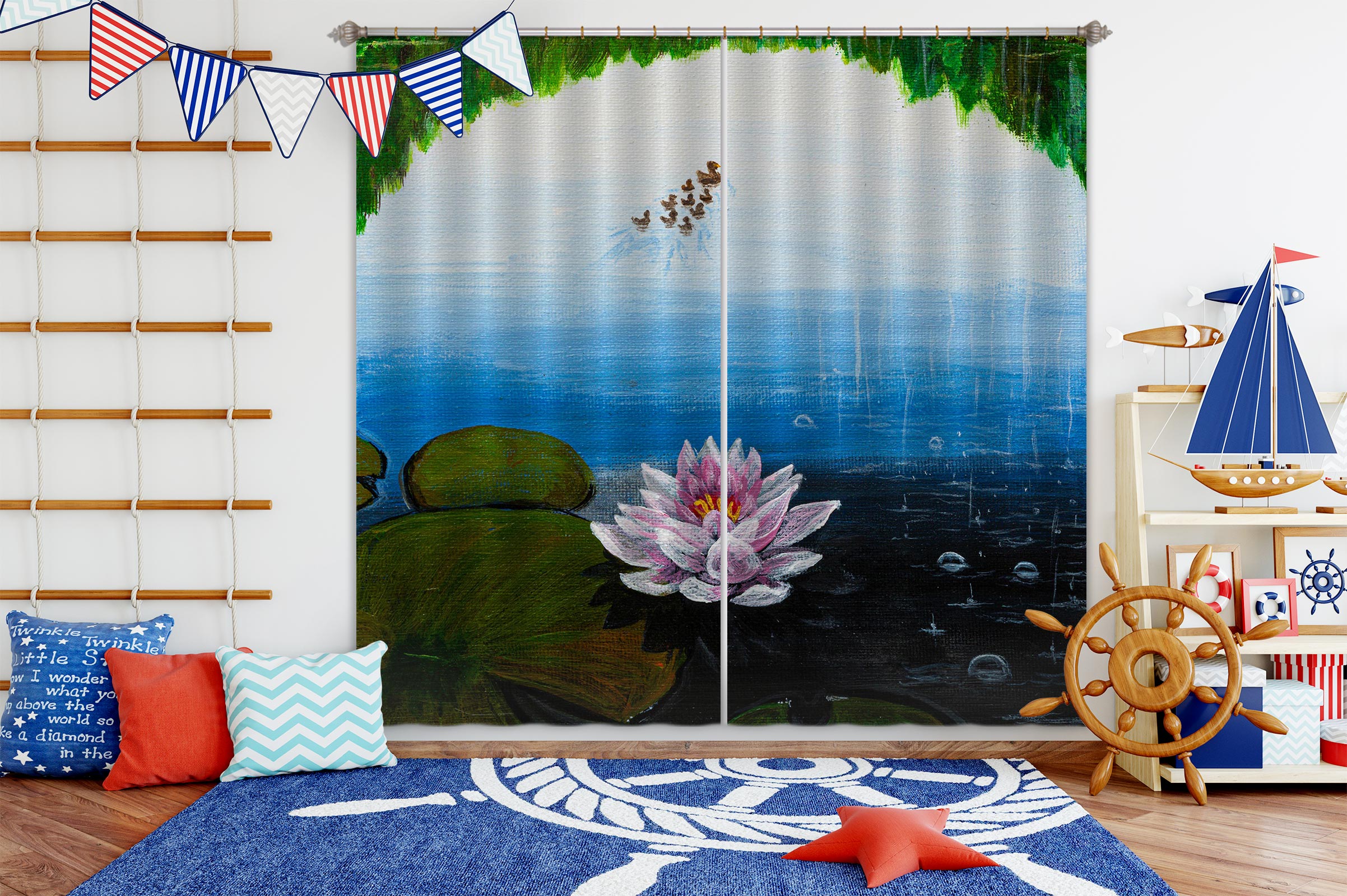 3D Lotus 1719 Marina Zotova Curtain Curtains Drapes
