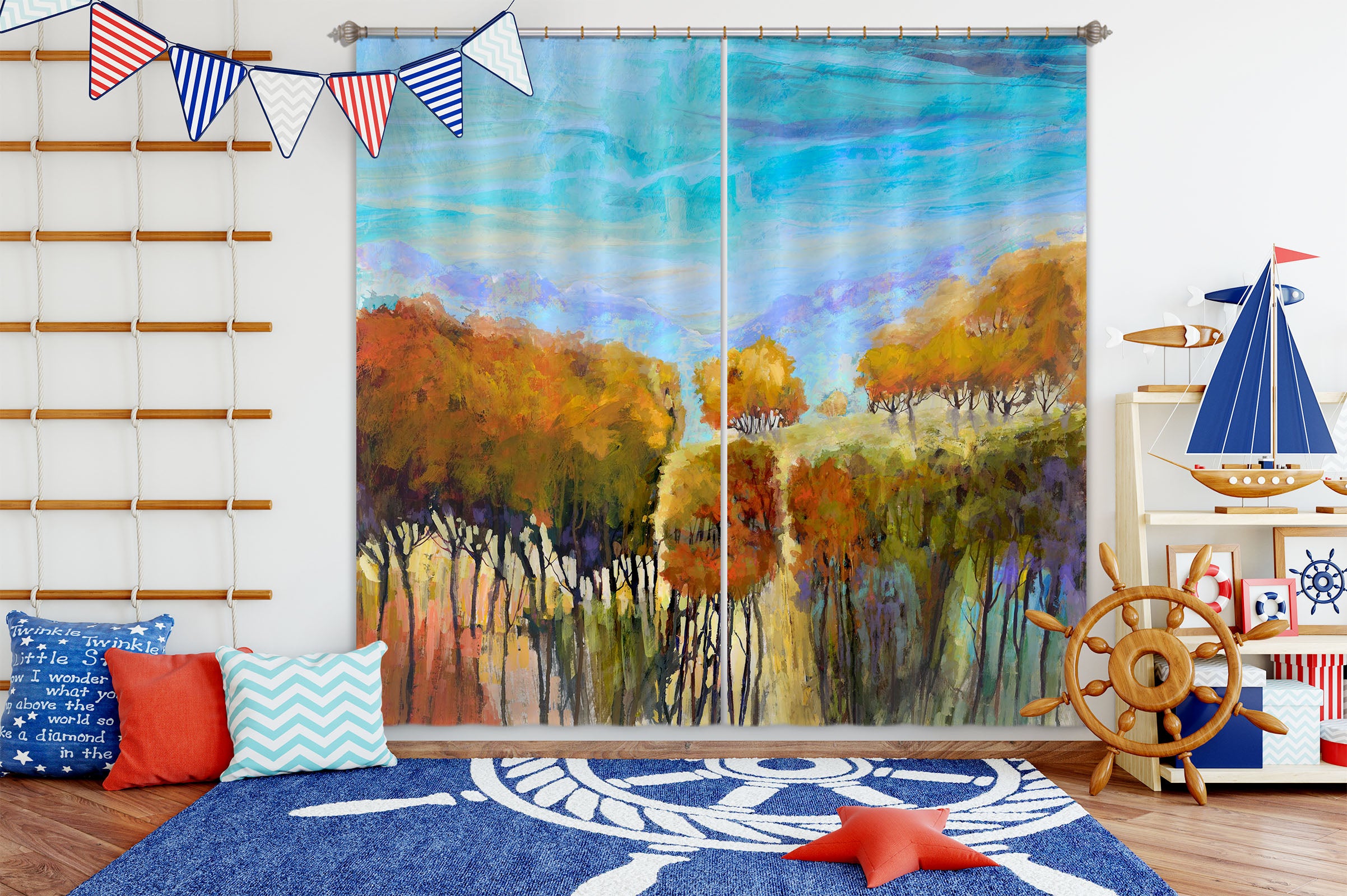 3D Painted Forest 218 Michael Tienhaara Curtain Curtains Drapes