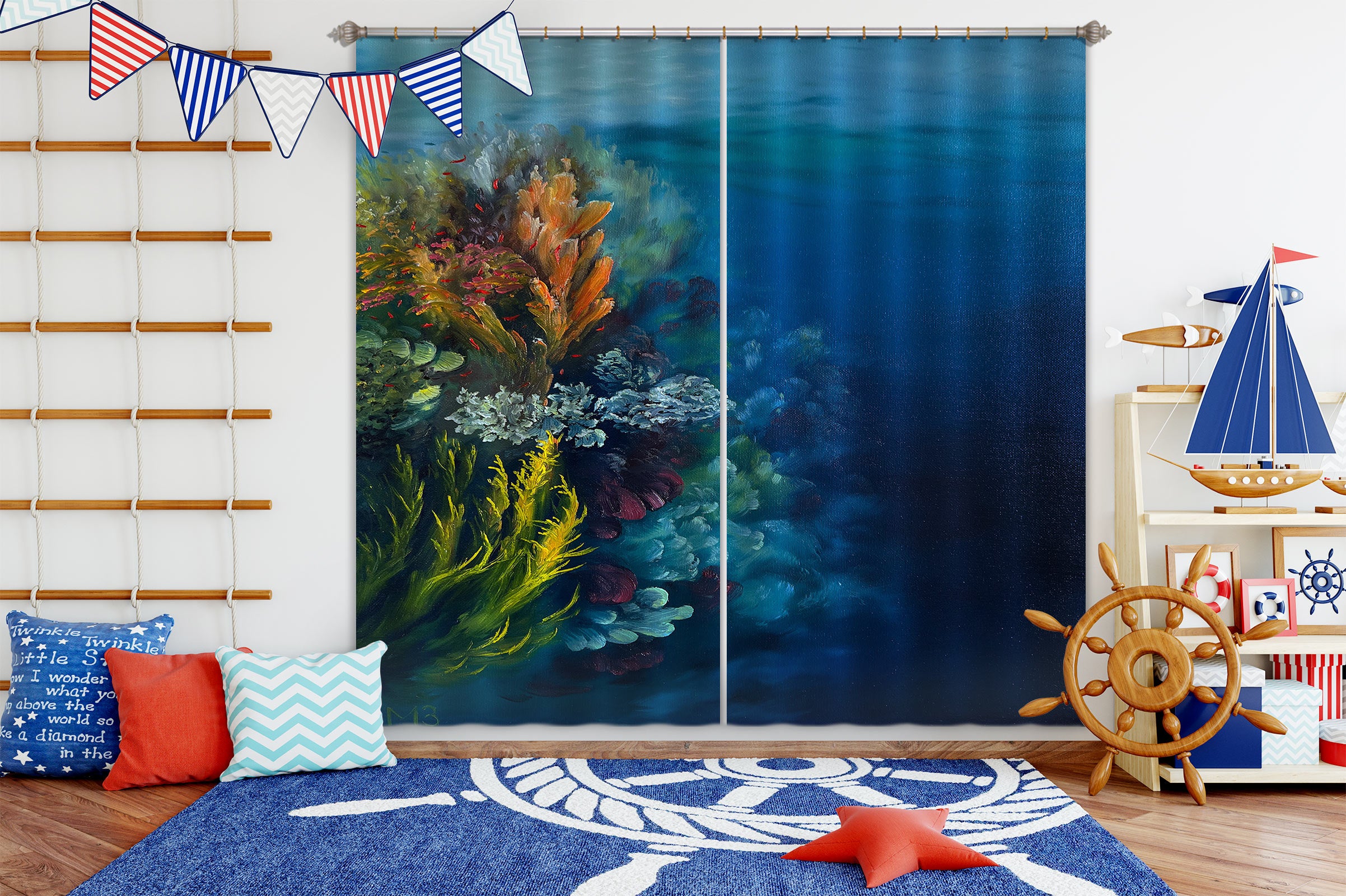 3D Ocean Coral 9757 Marina Zotova Curtain Curtains Drapes