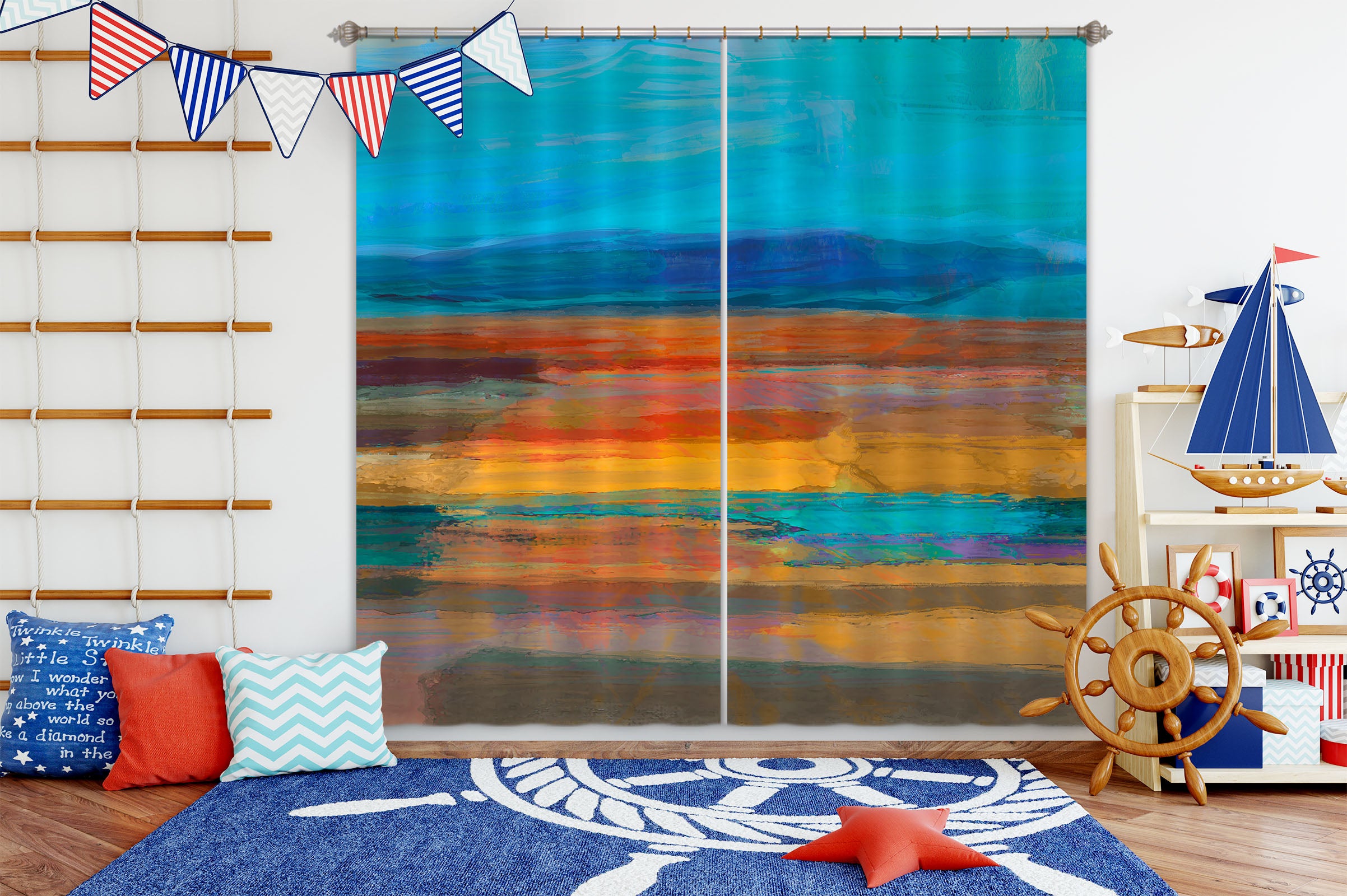 3D Color Sunset 241 Michael Tienhaara Curtain Curtains Drapes