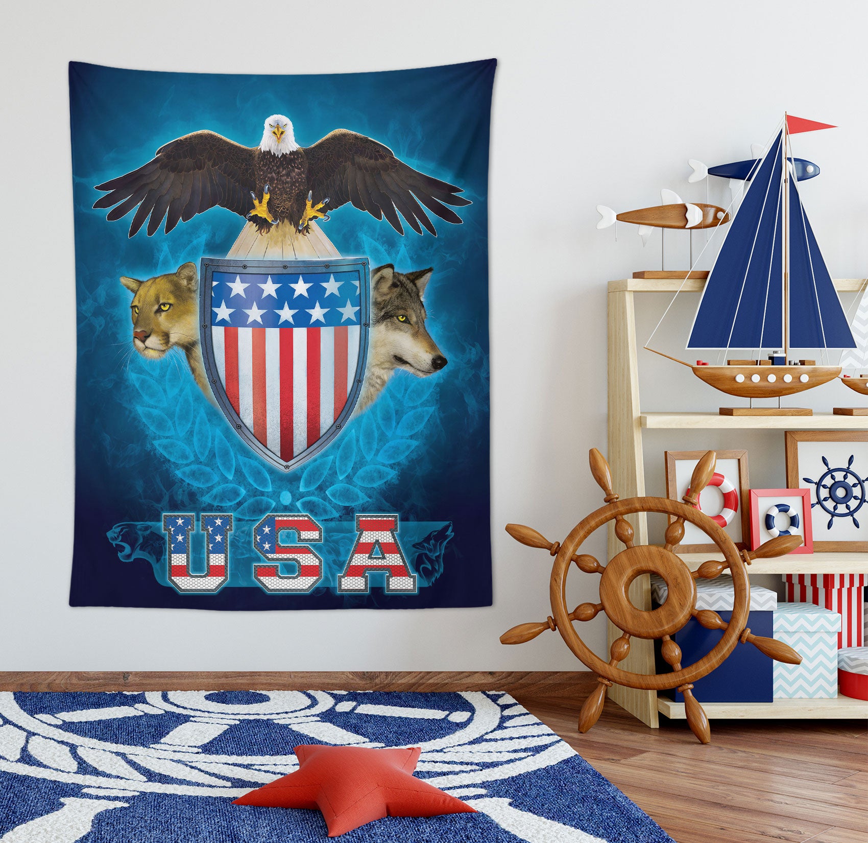 3D Eagle Lion Wolf 11749 Vincent Tapestry Hanging Cloth Hang