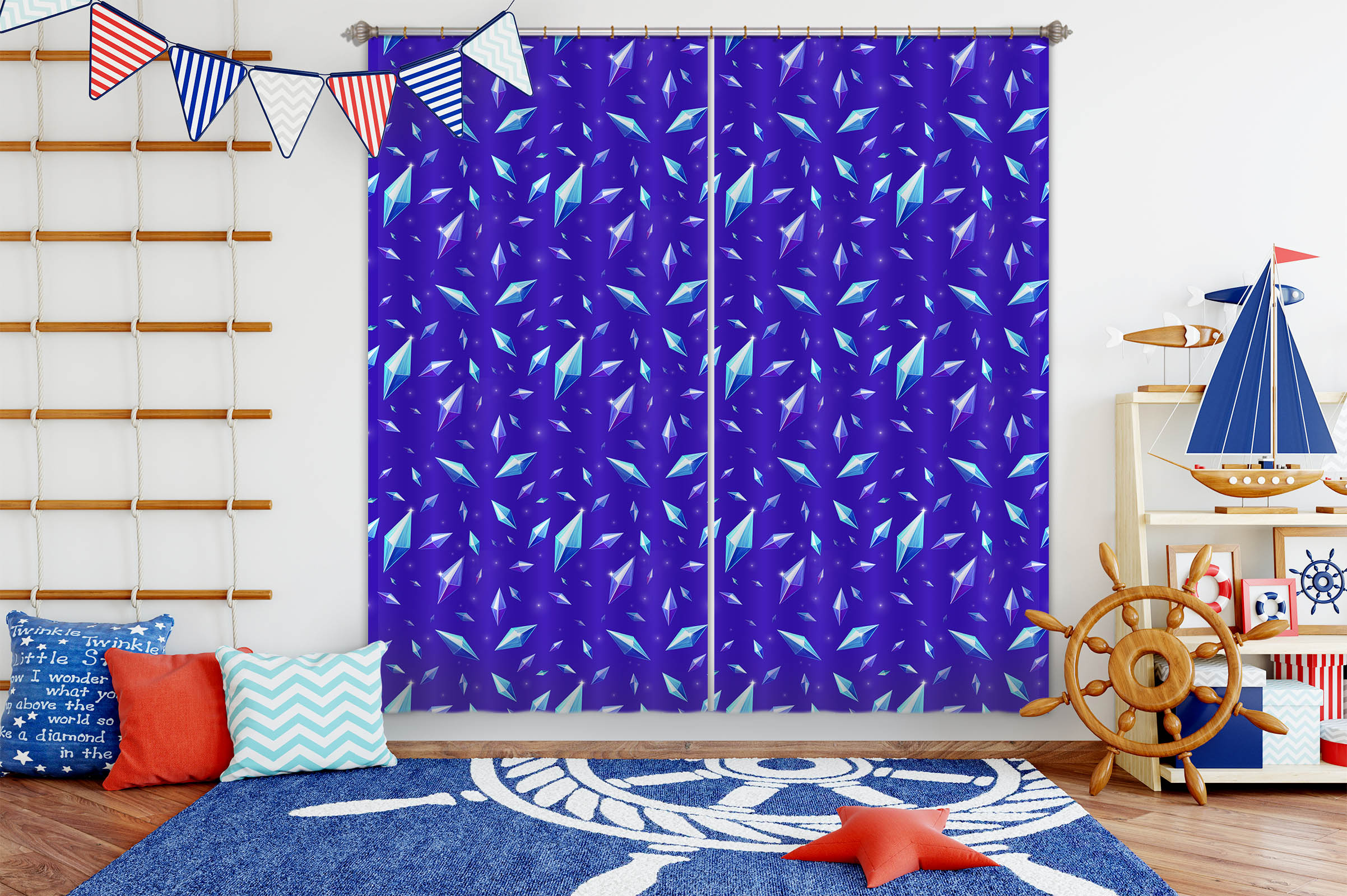 3D Blue Starlight 107 Rose Catherine Khan Curtain Curtains Drapes