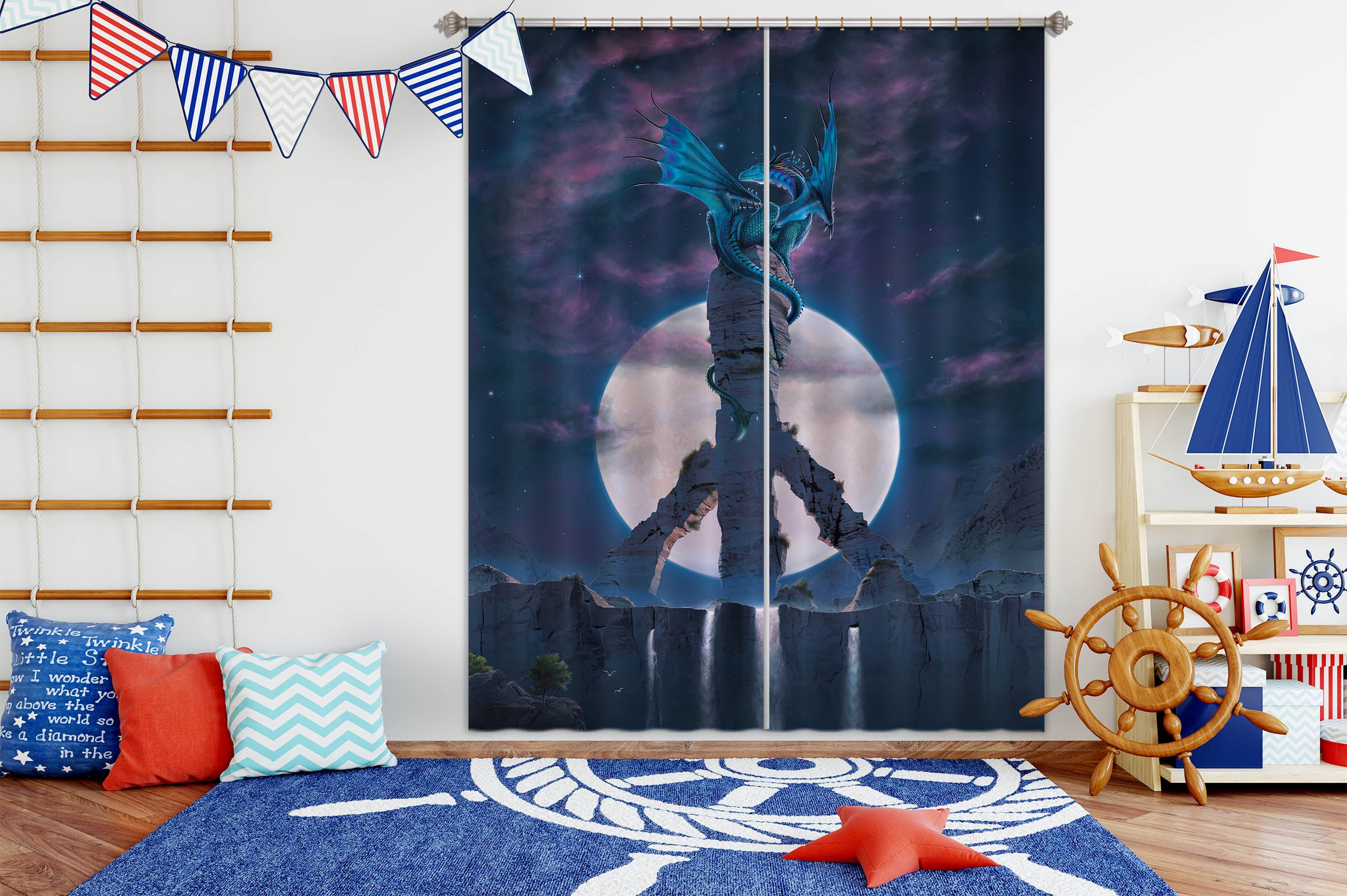 3D Peace Dragon Def 059 Vincent Hie Curtain Curtains Drapes