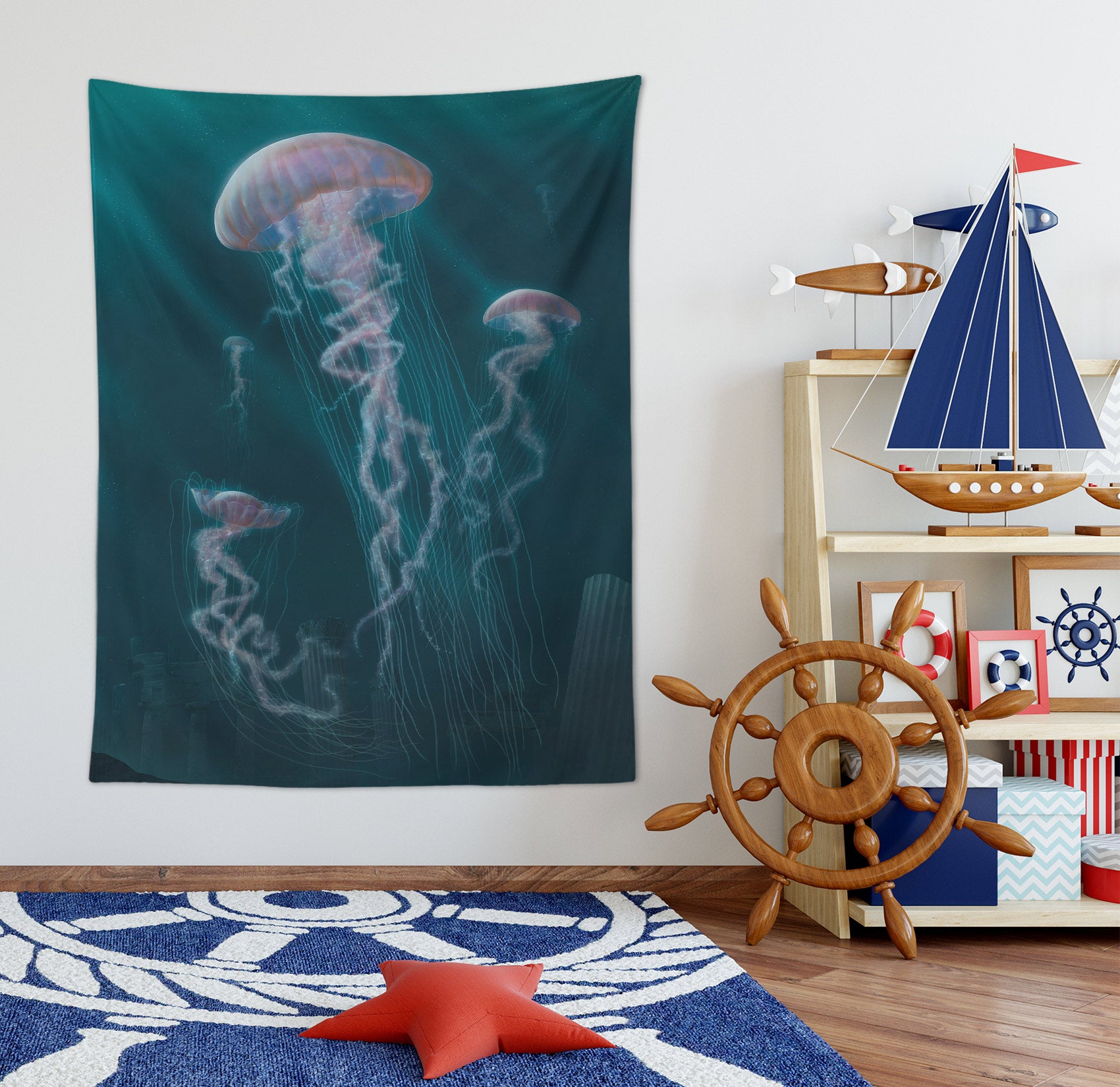3D Jellyfish 11712 Vincent Tapestry Hanging Cloth Hang