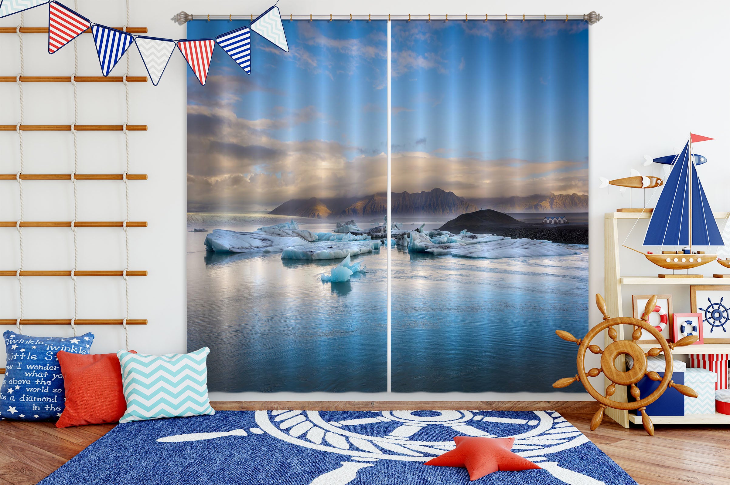 3D Blue Lake 134 Marco Carmassi Curtain Curtains Drapes