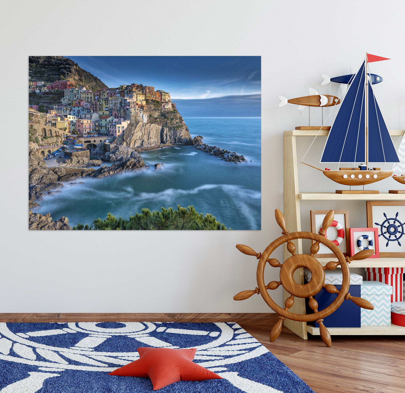 3D Cliff Sea 123 Marco Carmassi Wall Sticker