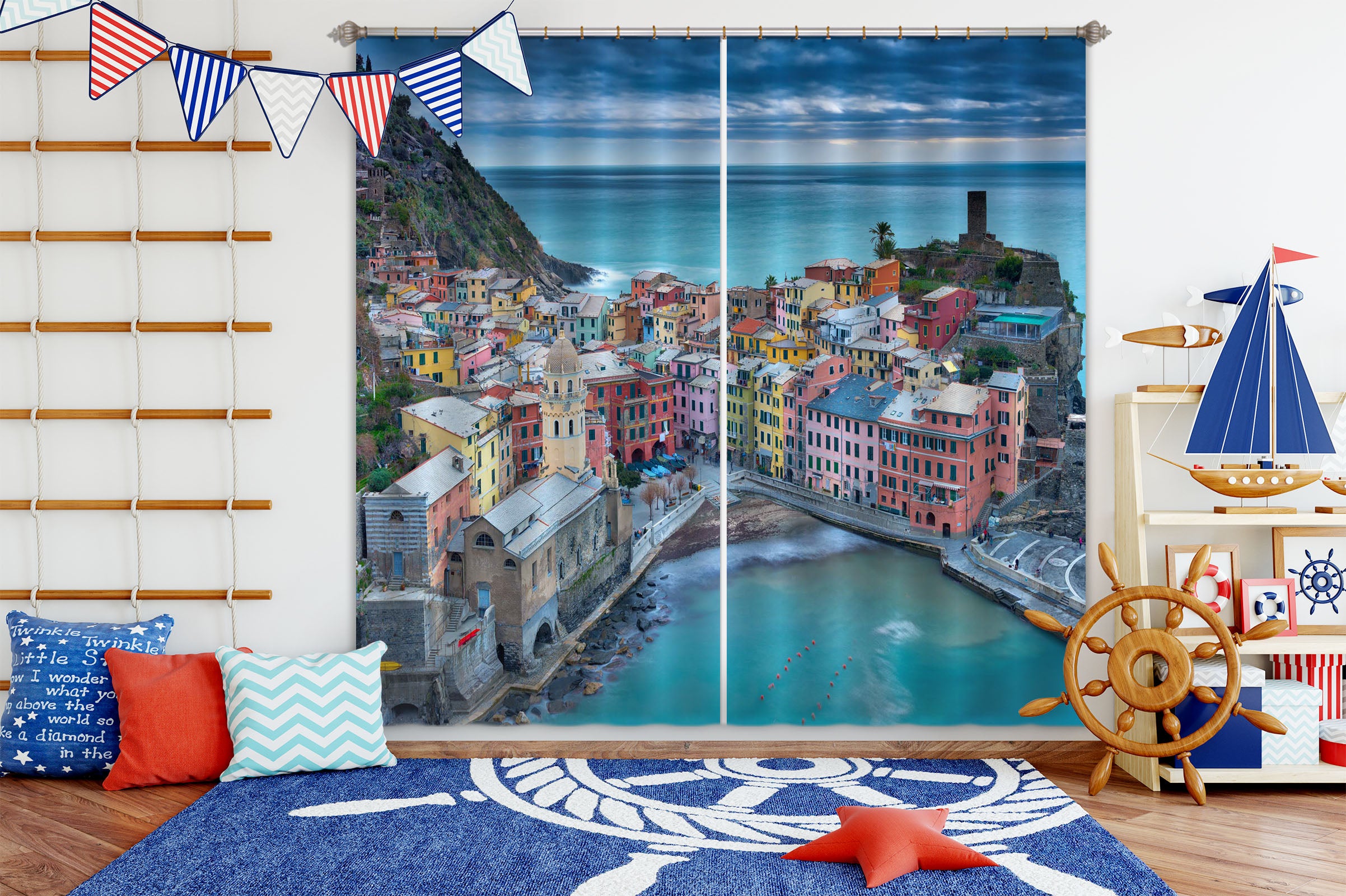 3D Water City 197 Marco Carmassi Curtain Curtains Drapes